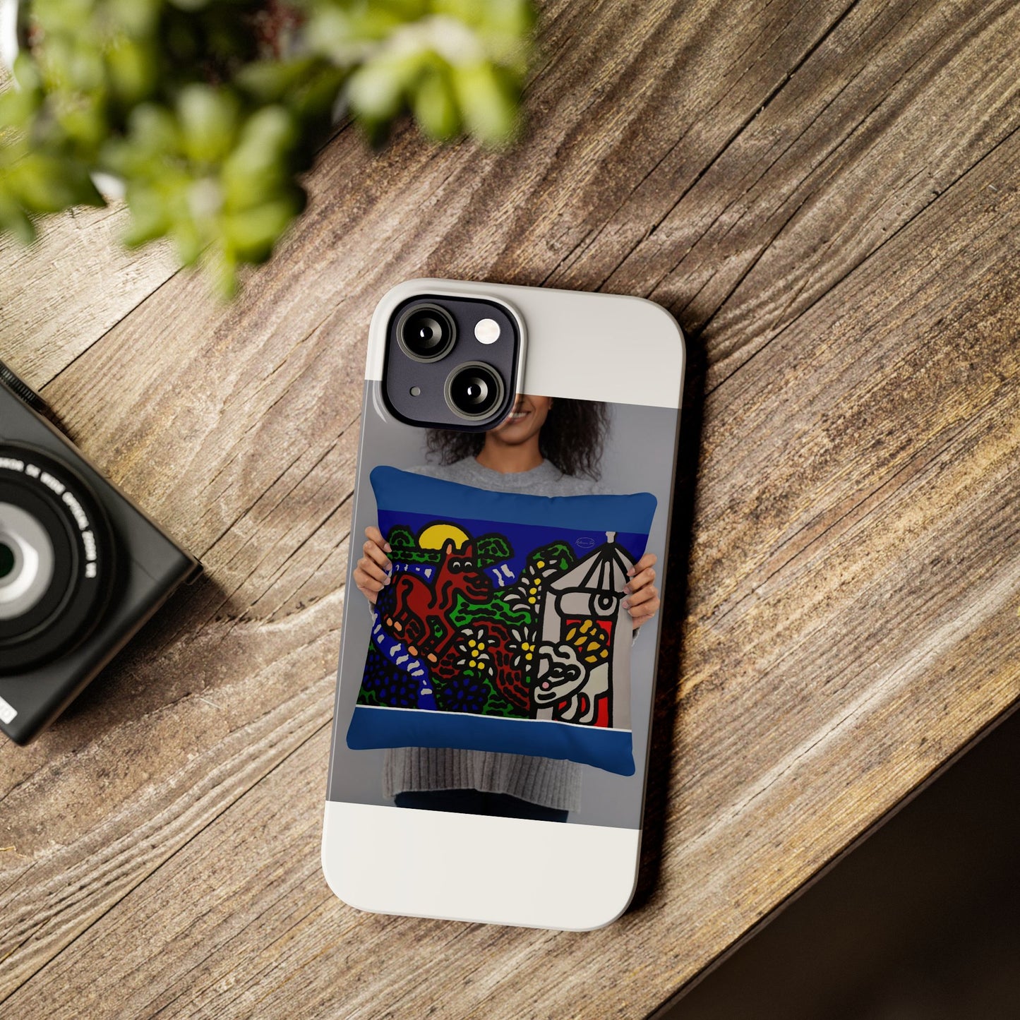 Bunny welcoming a friendly horse on his journey Slim Phone Case