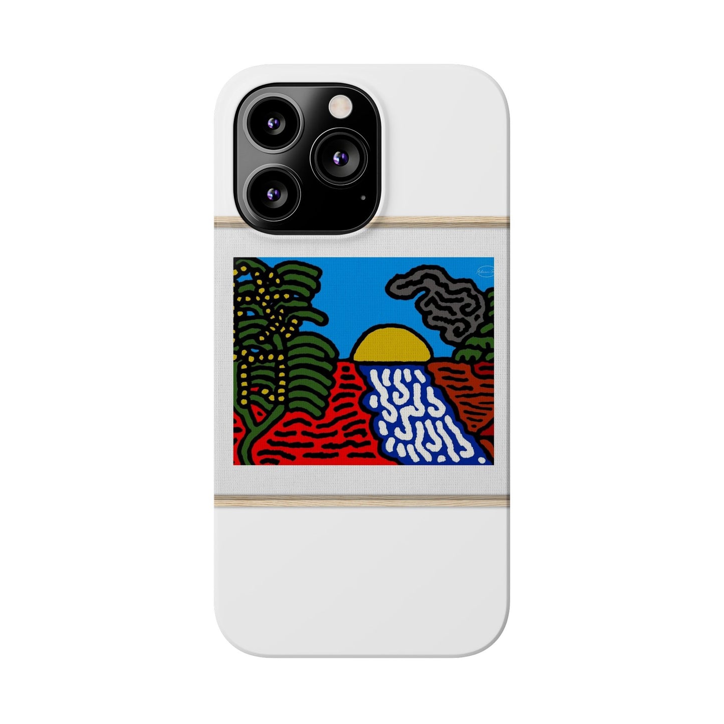 The river that joins the Australian wattle and Lebanese cedar tree in friendship Slim Phone Case
