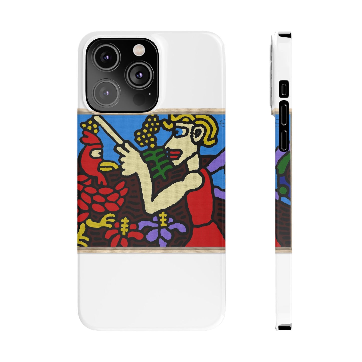 The hen gaining a blessing from a fairy Slim Phone Case