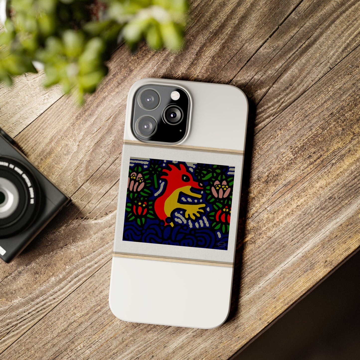 Breaking through the surface of a lotus pond Slim Phone Case