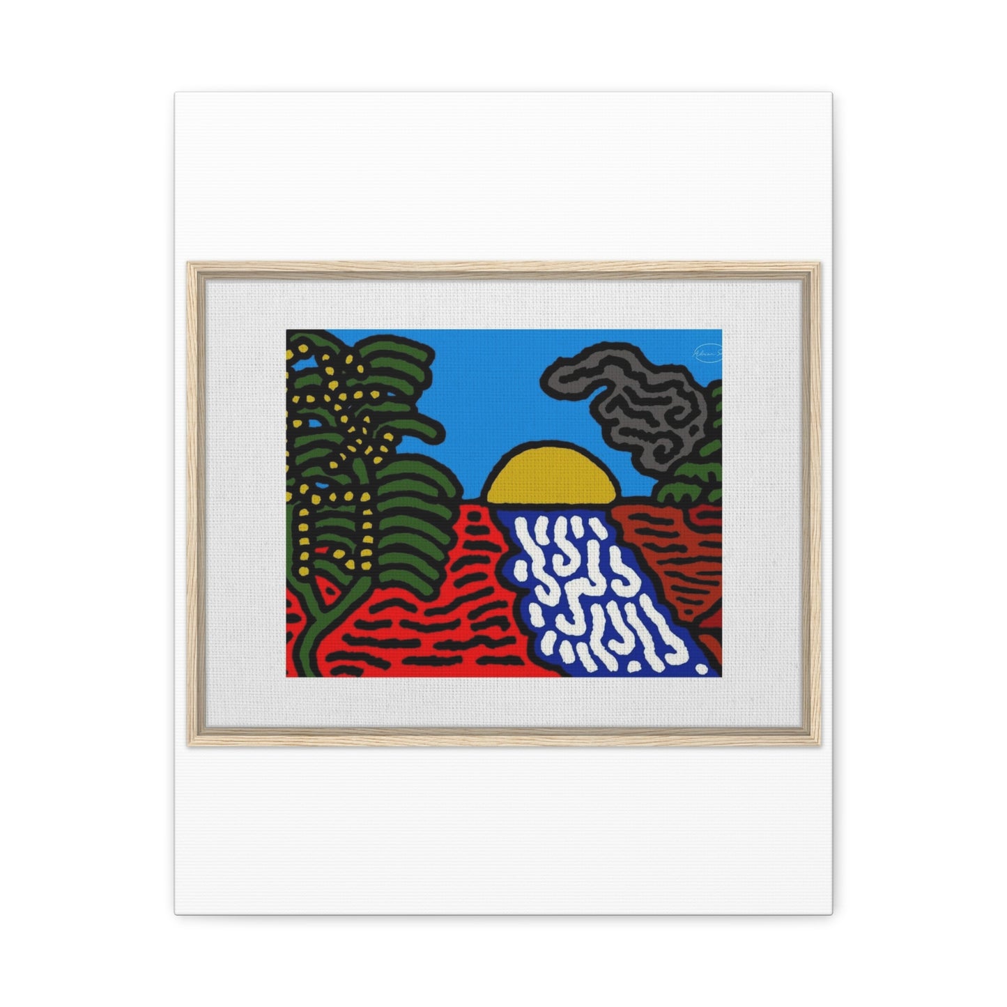 The river that joins the Australian wattle and Lebanese cedar tree in friendship Canvas (Large)