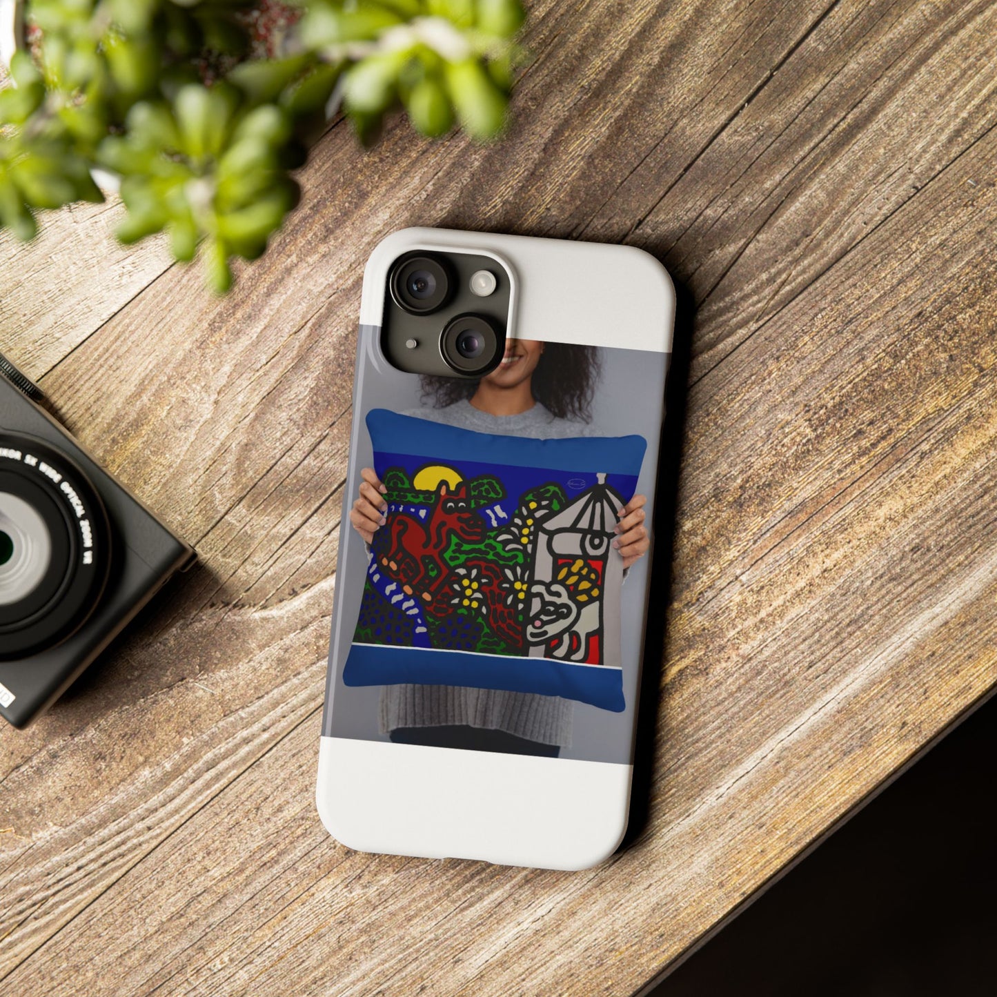 Bunny welcoming a friendly horse on his journey Slim Phone Case