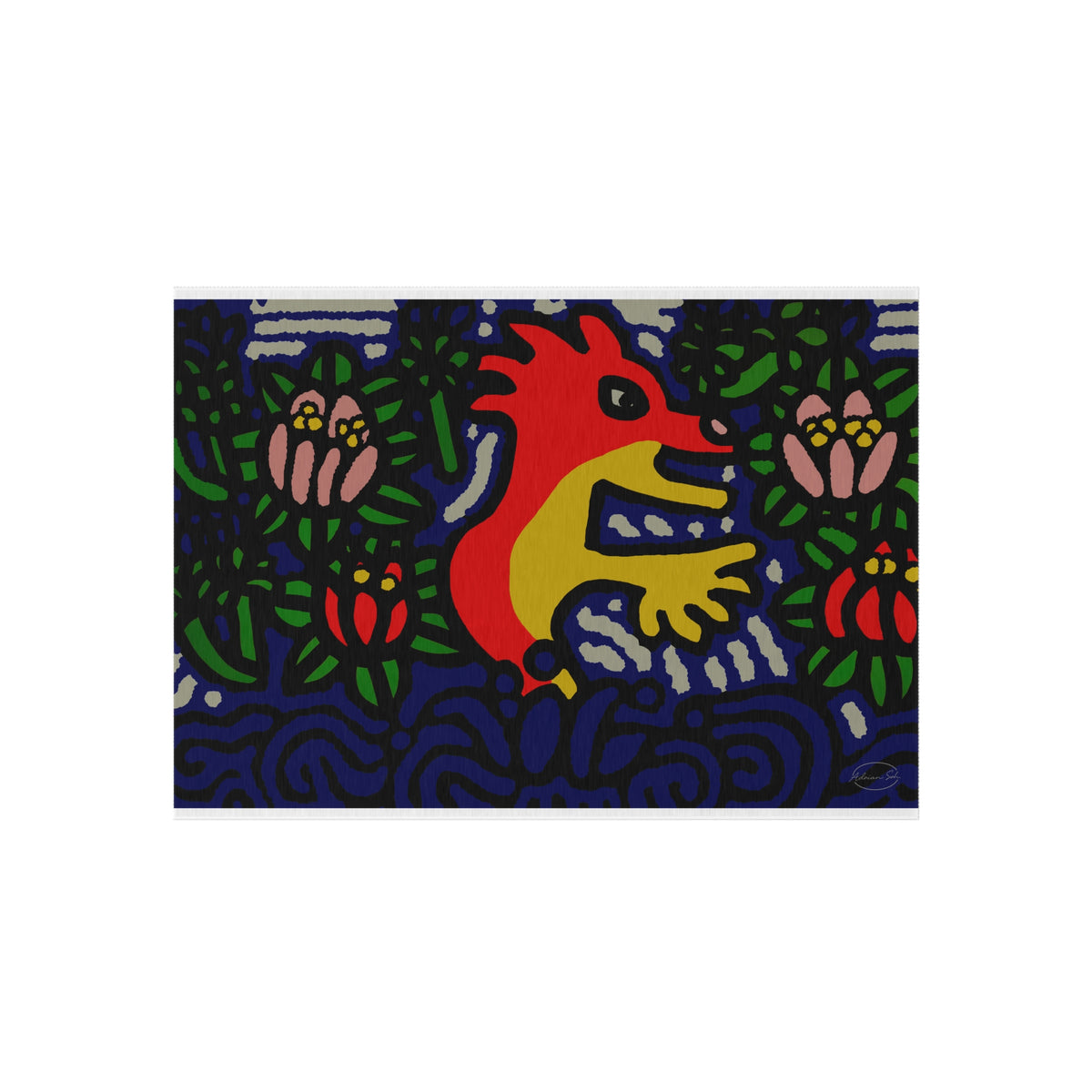 Breaking through the surface of a lotus pond — Outdoor Rug
