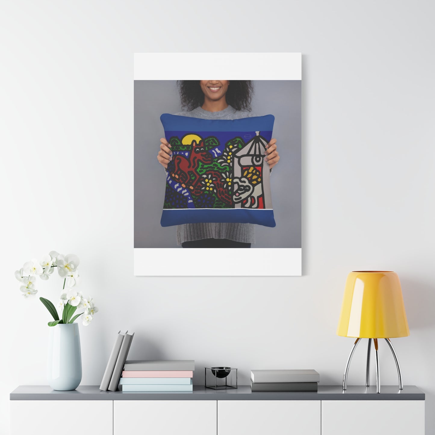 Bunny welcoming a friendly horse on his journey Canvas (Large)