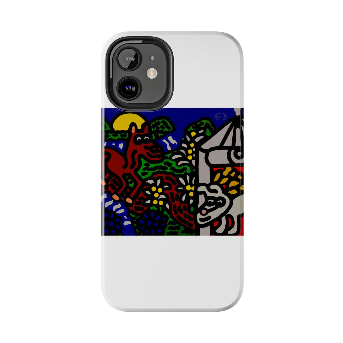 Bunny welcoming a friendly horse on his journey Tough Phone Case