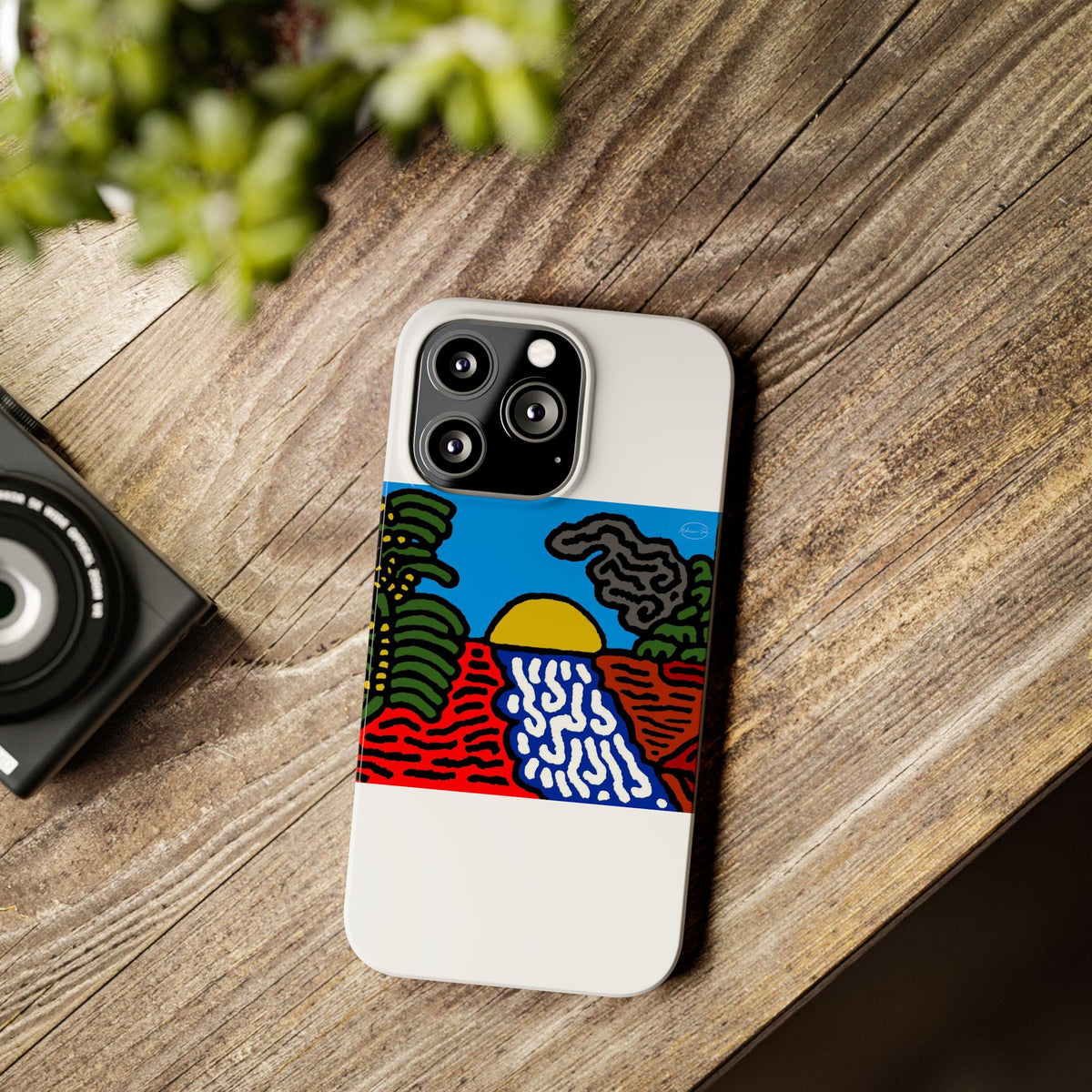 The river that joins the Australian wattle and Lebanese cedar tree in friendship Slim Phone Case