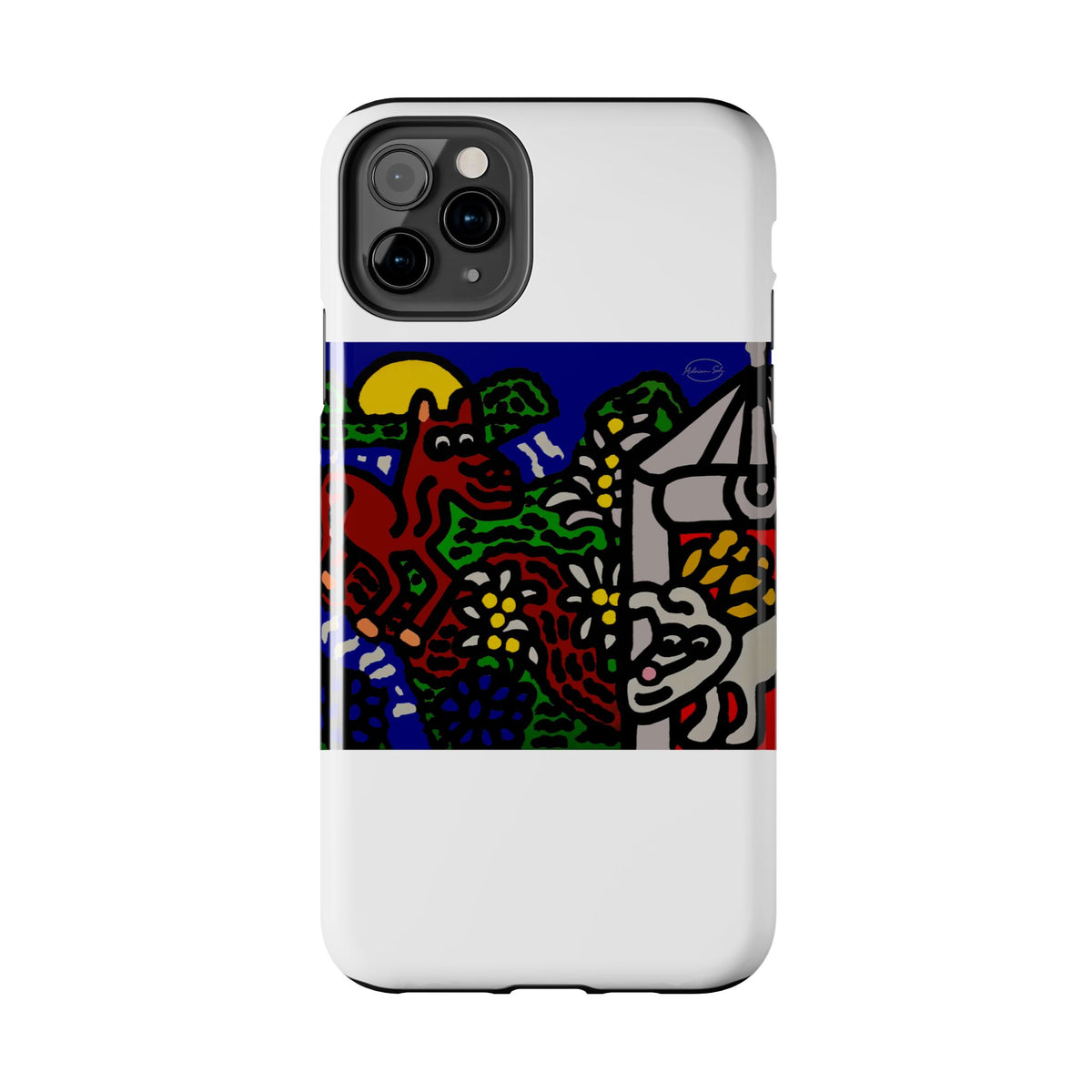 Bunny welcoming a friendly horse on his journey Tough Phone Case