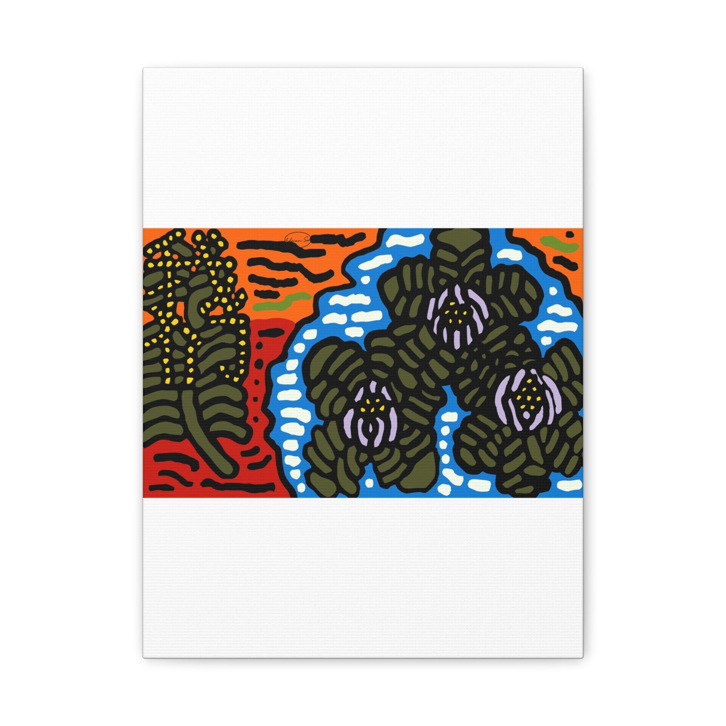 The Sri Lankan water lilies meets the Australian wattle Canvas (Large)