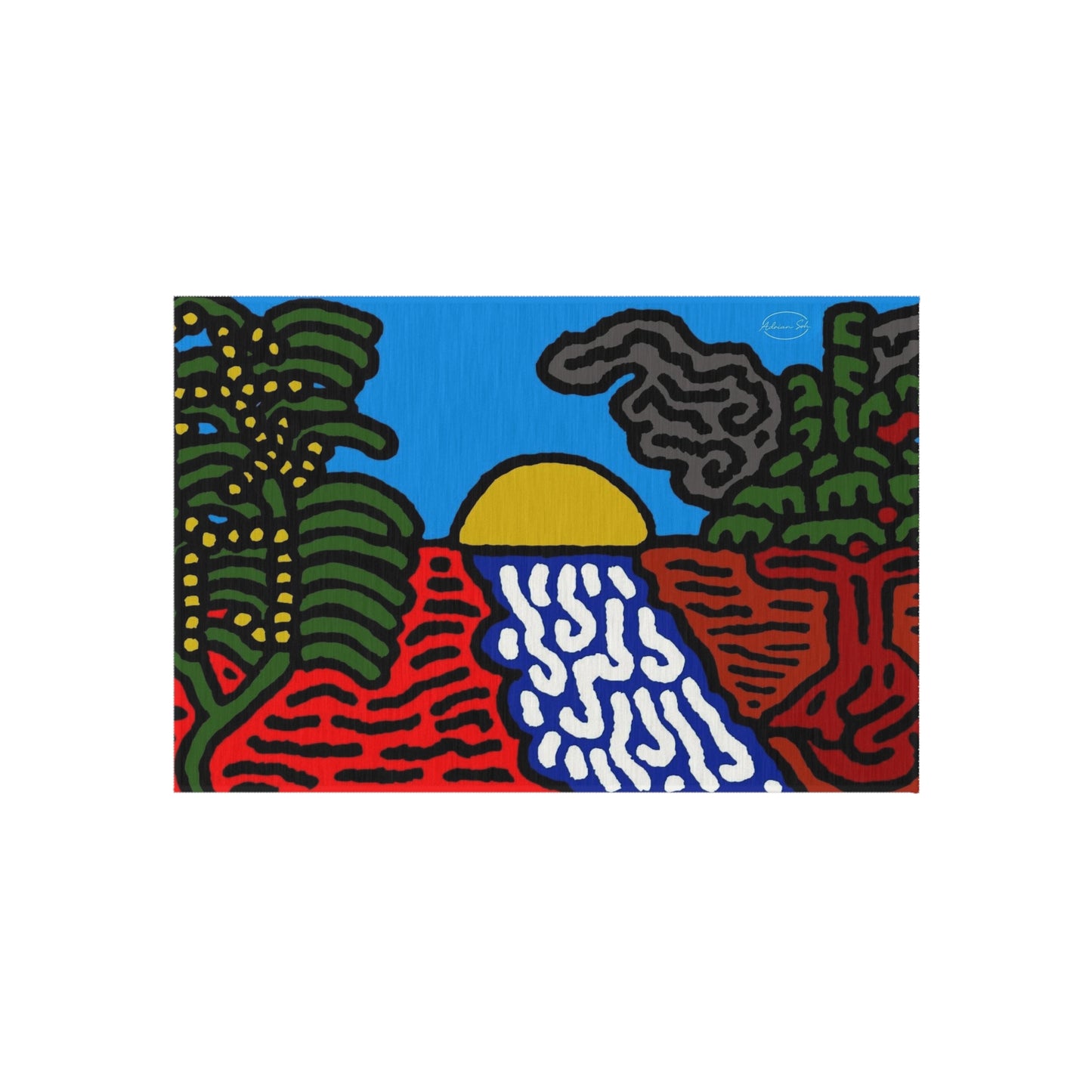 The river that joins the Australian wattle — Outdoor Rug