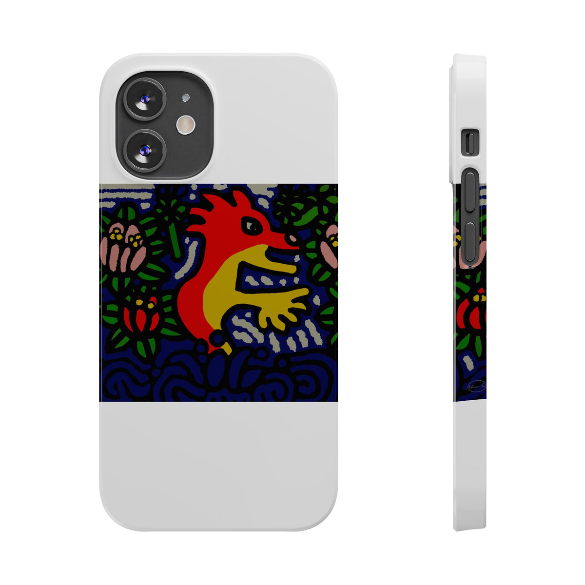 Breaking through the surface of a lotus pond Slim Phone Case