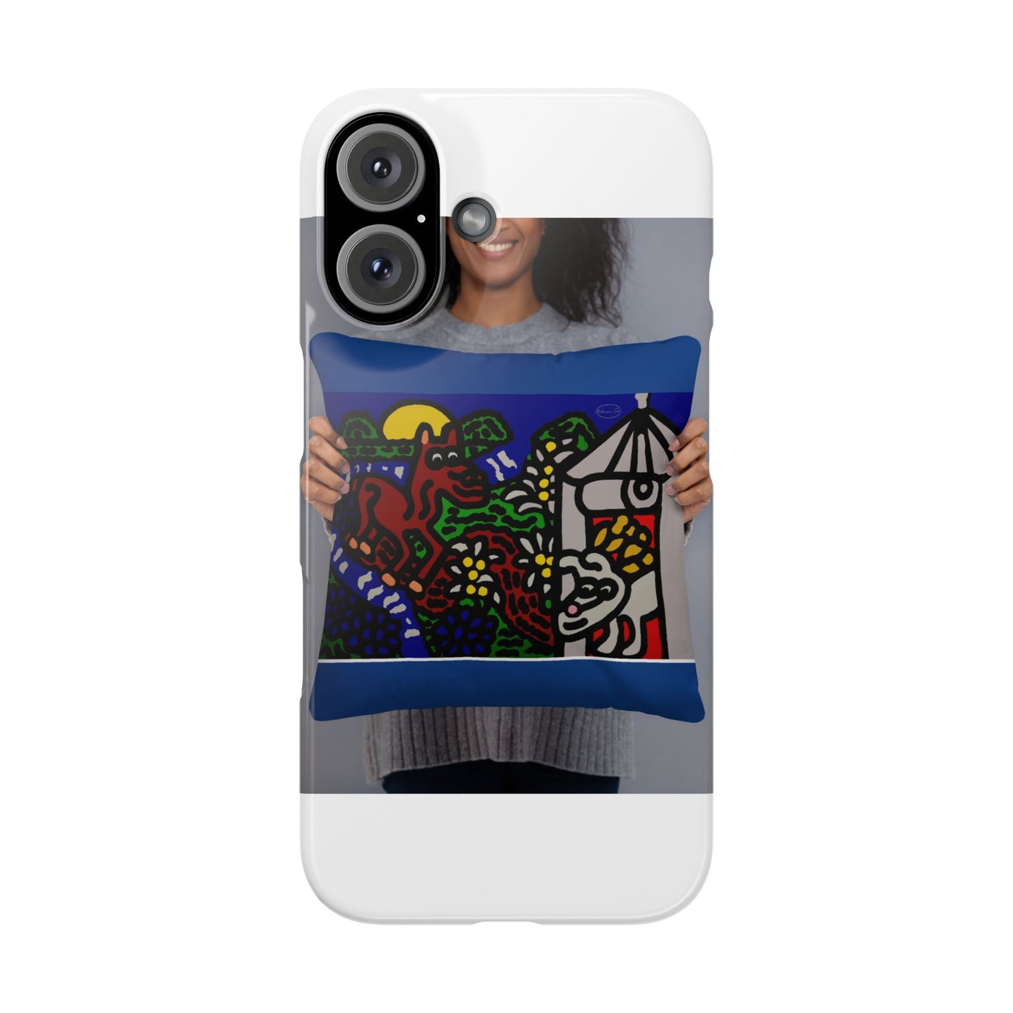 Bunny welcoming a friendly horse on his journey Slim Phone Case