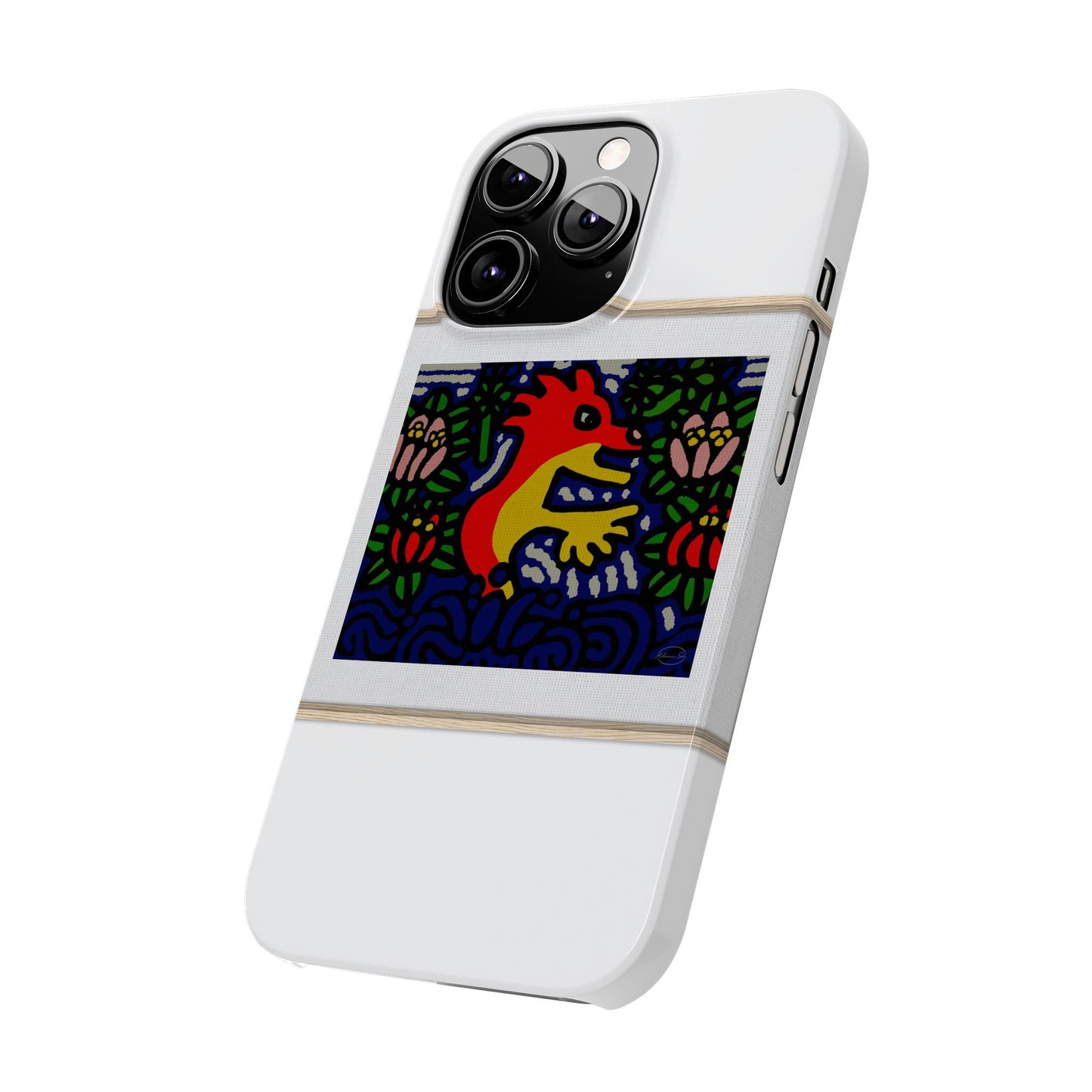 Breaking through the surface of a lotus pond Slim Phone Case
