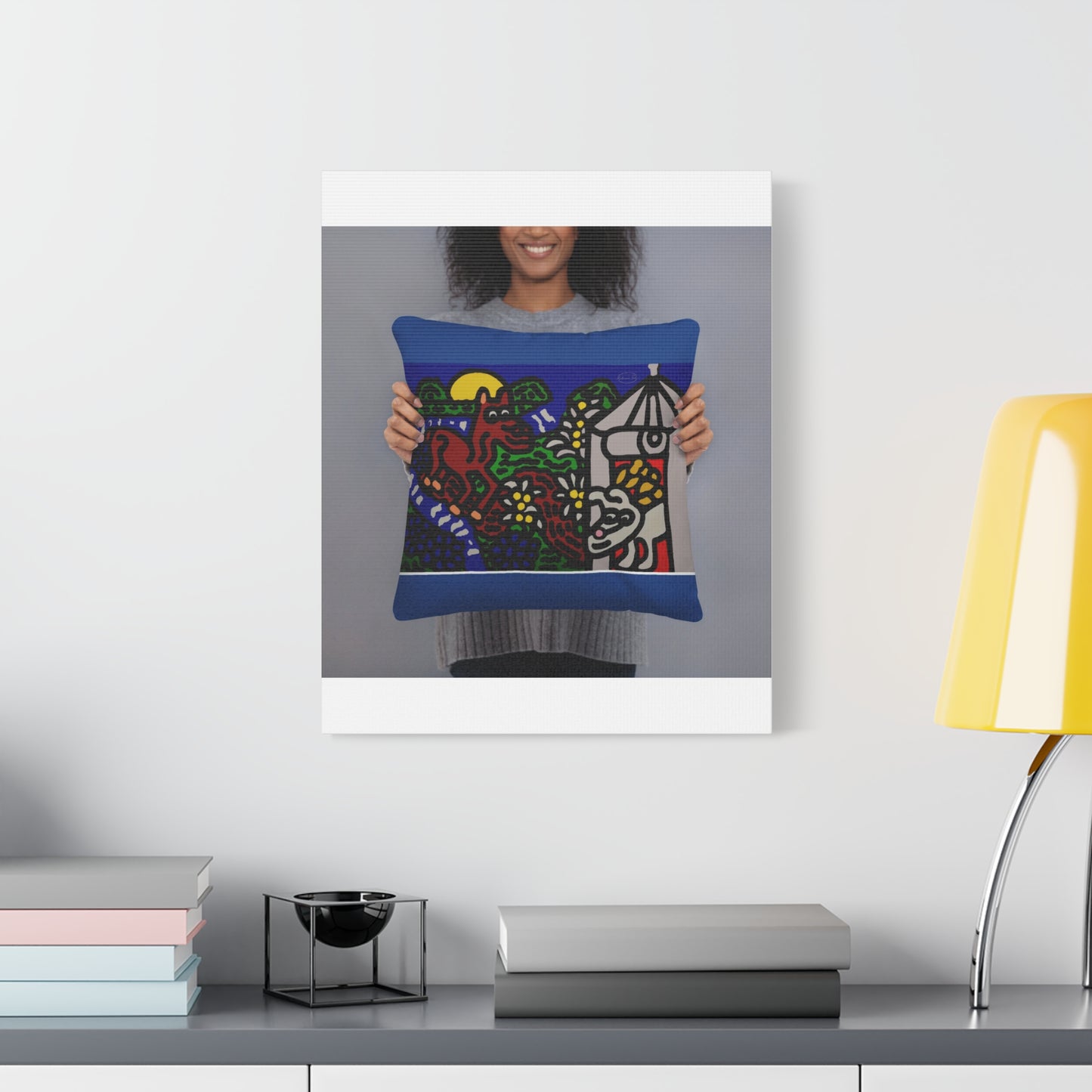 Bunny welcoming a friendly horse on his journey Canvas (Large)