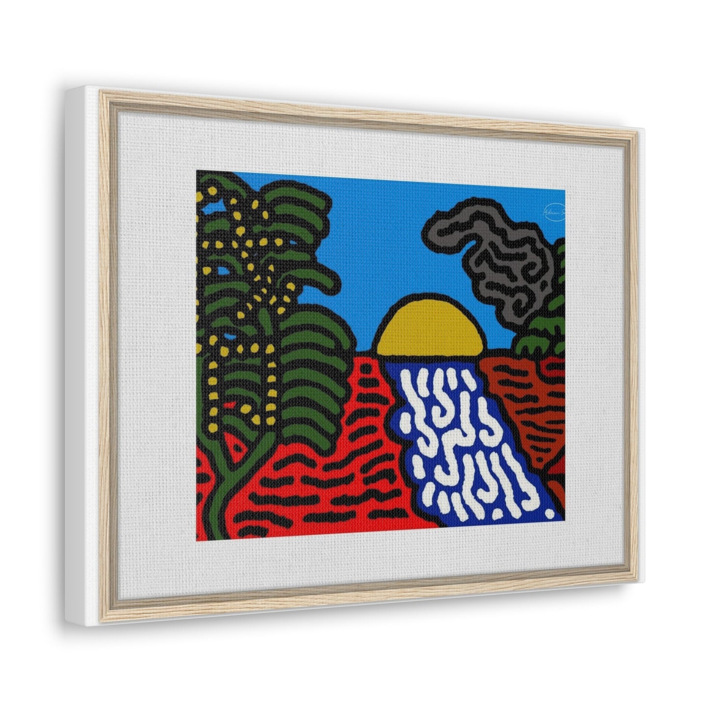 The river that joins the Australian wattle and Lebanese cedar tree in friendship Canvas (Small)
