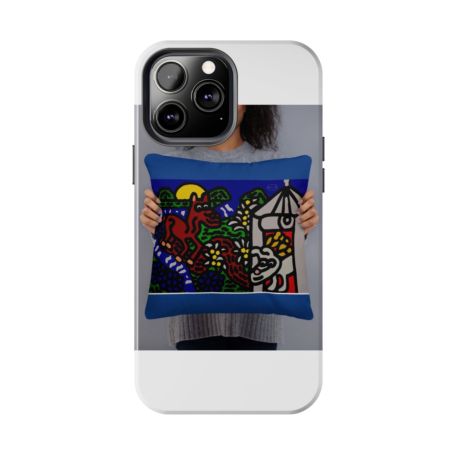 Bunny welcoming a friendly horse on his journey Tough Phone Case
