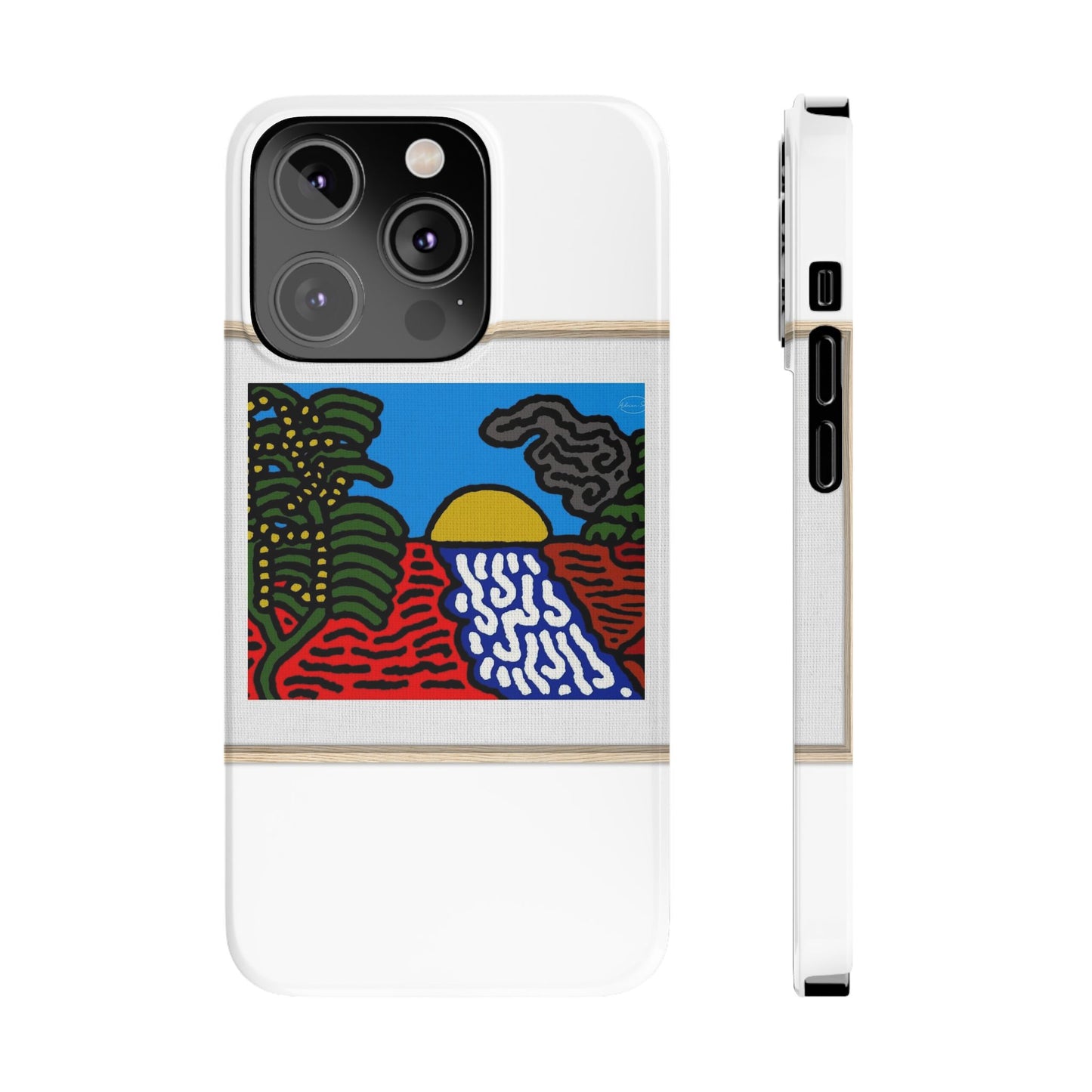 The river that joins the Australian wattle and Lebanese cedar tree in friendship Slim Phone Case