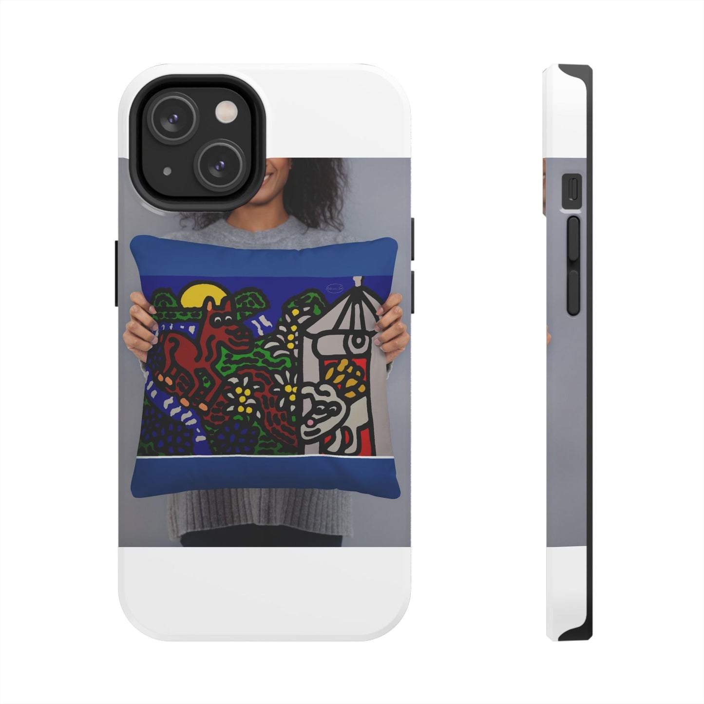 Bunny welcoming a friendly horse on his journey Tough Phone Case
