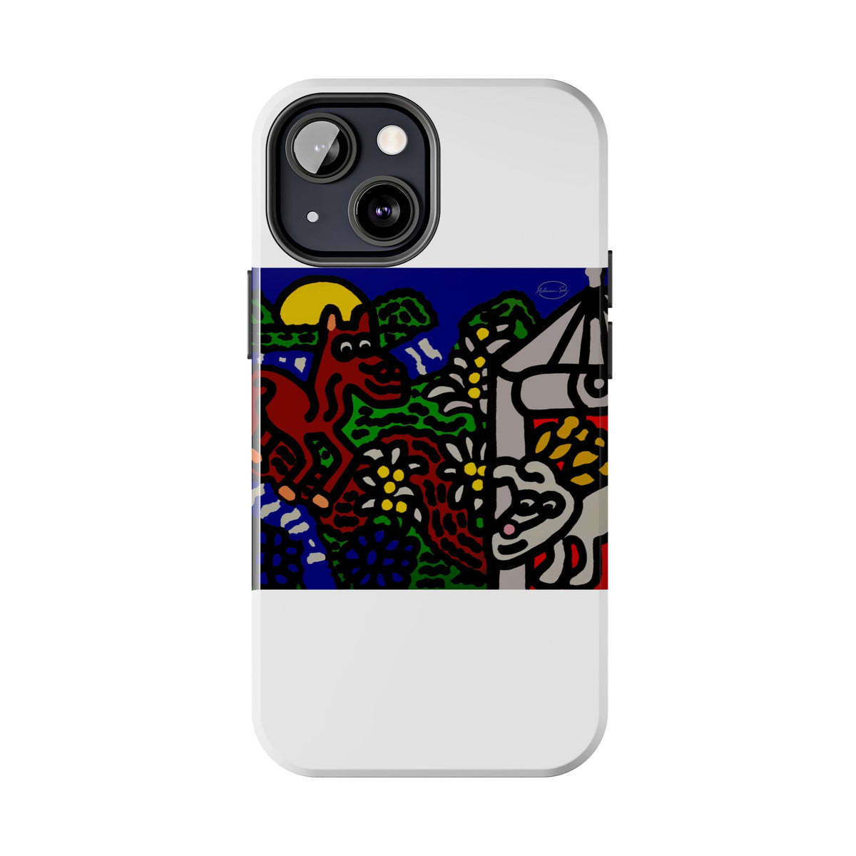 Bunny welcoming a friendly horse on his journey Tough Phone Case