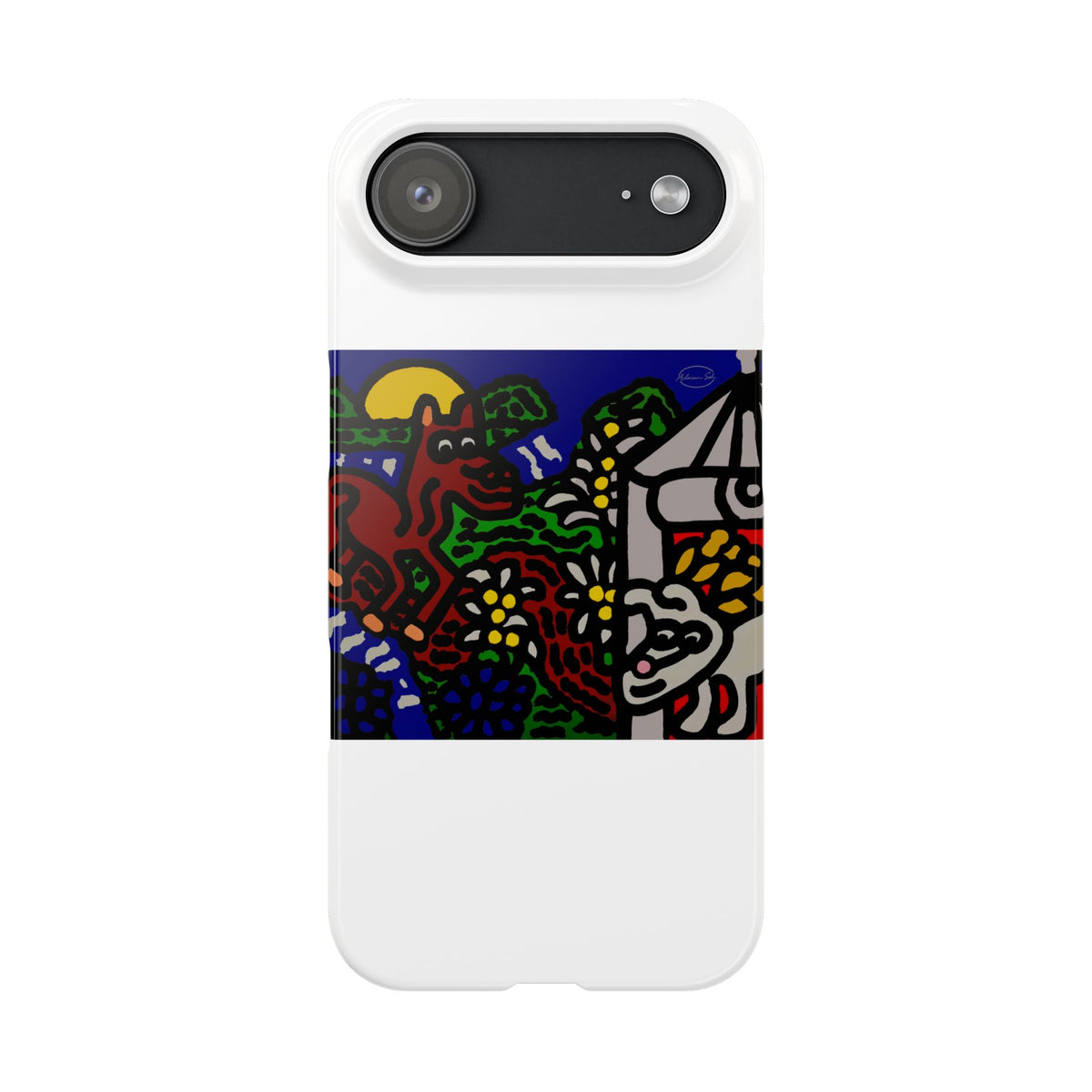 Bunny welcoming a friendly horse on his journey Slim Phone Case