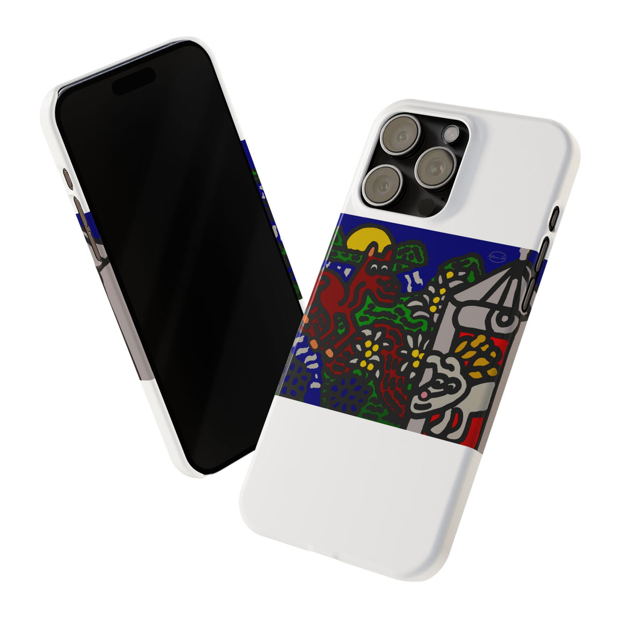 Bunny welcoming a friendly horse on his journey Slim Phone Case
