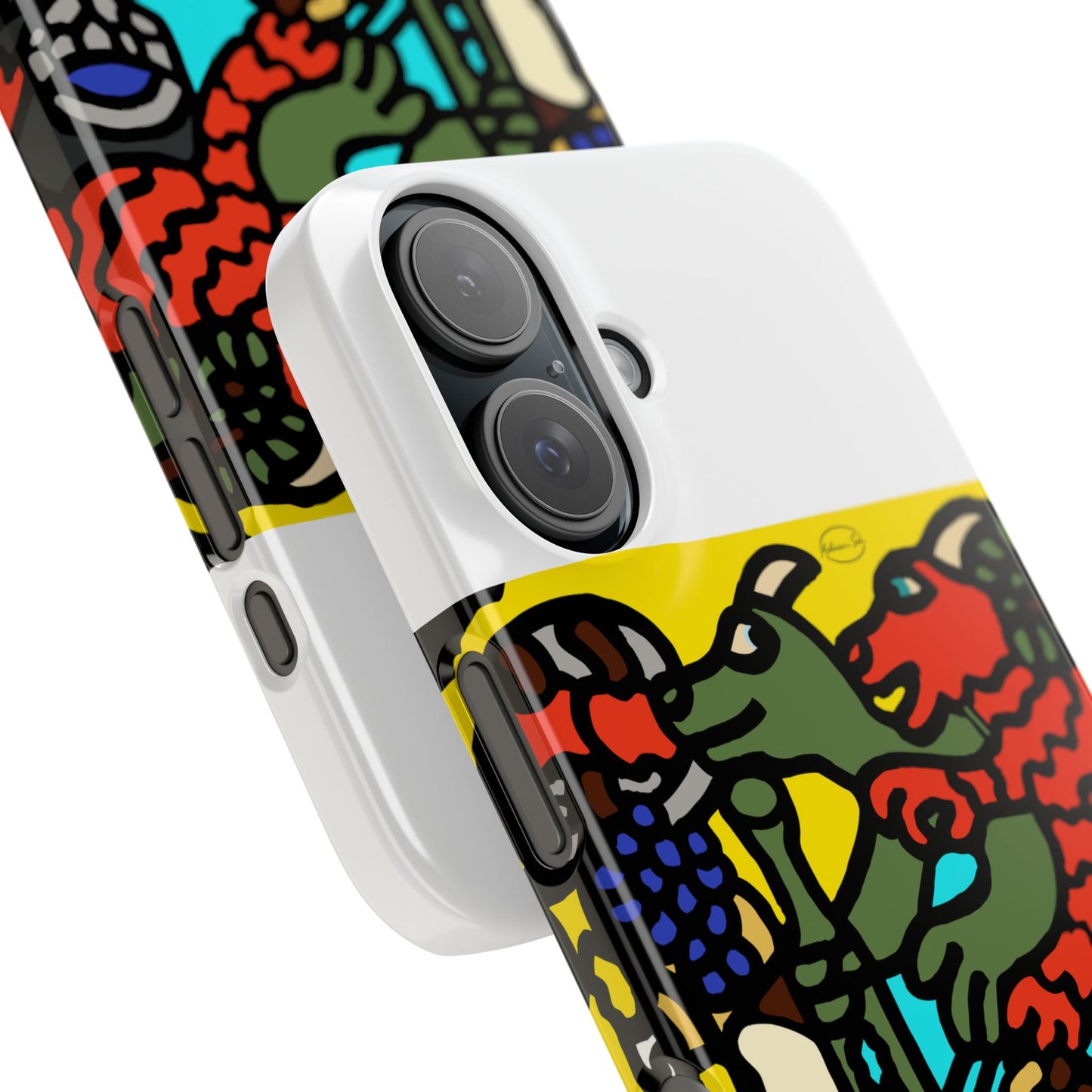 Two dragons enjoying a feast together Slim Phone Case