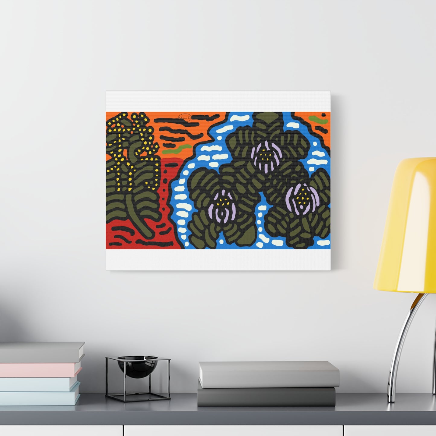 The Sri Lankan water lilies meets the Australian wattle Canvas (Large)