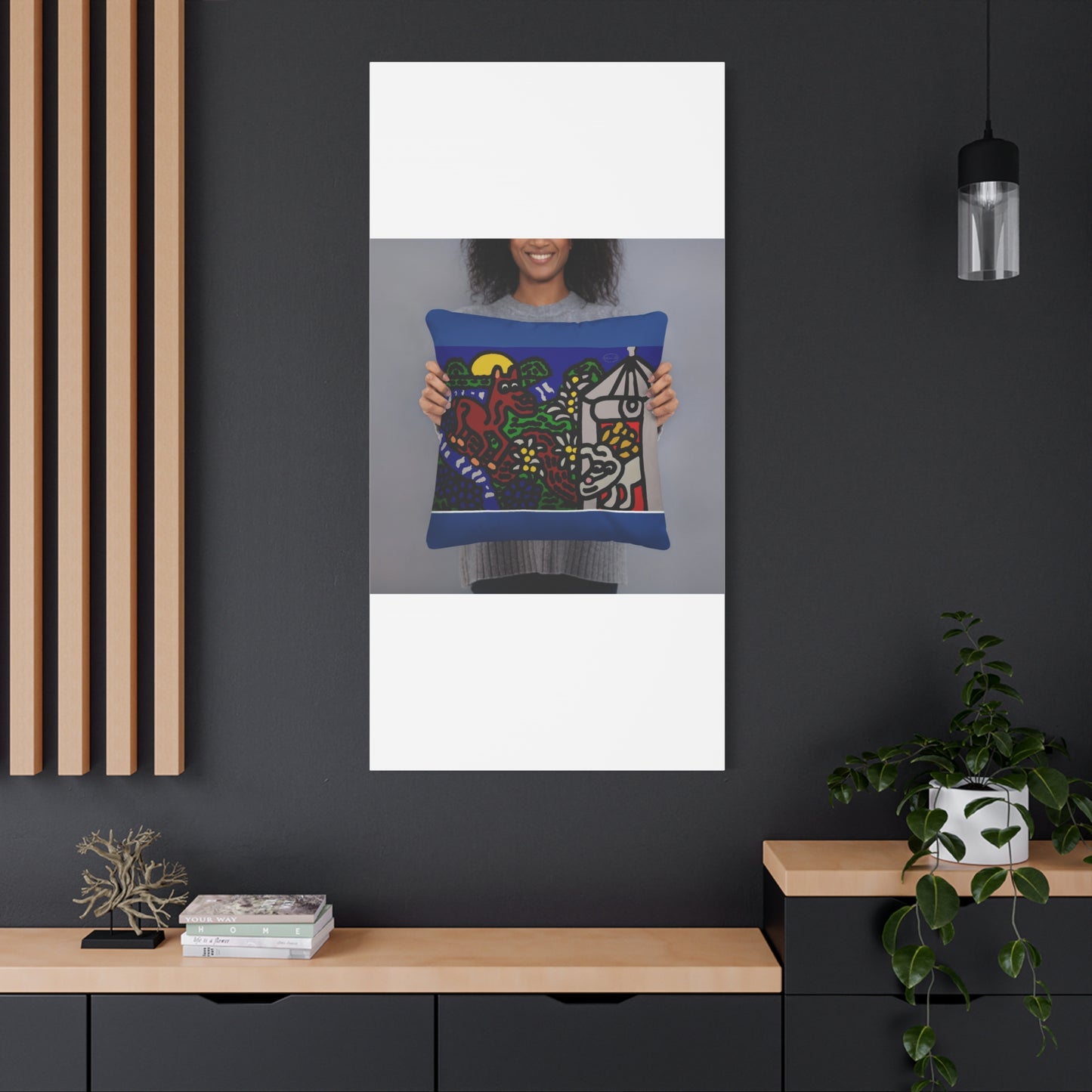 Bunny welcoming a friendly horse on his journey Canvas (Large)