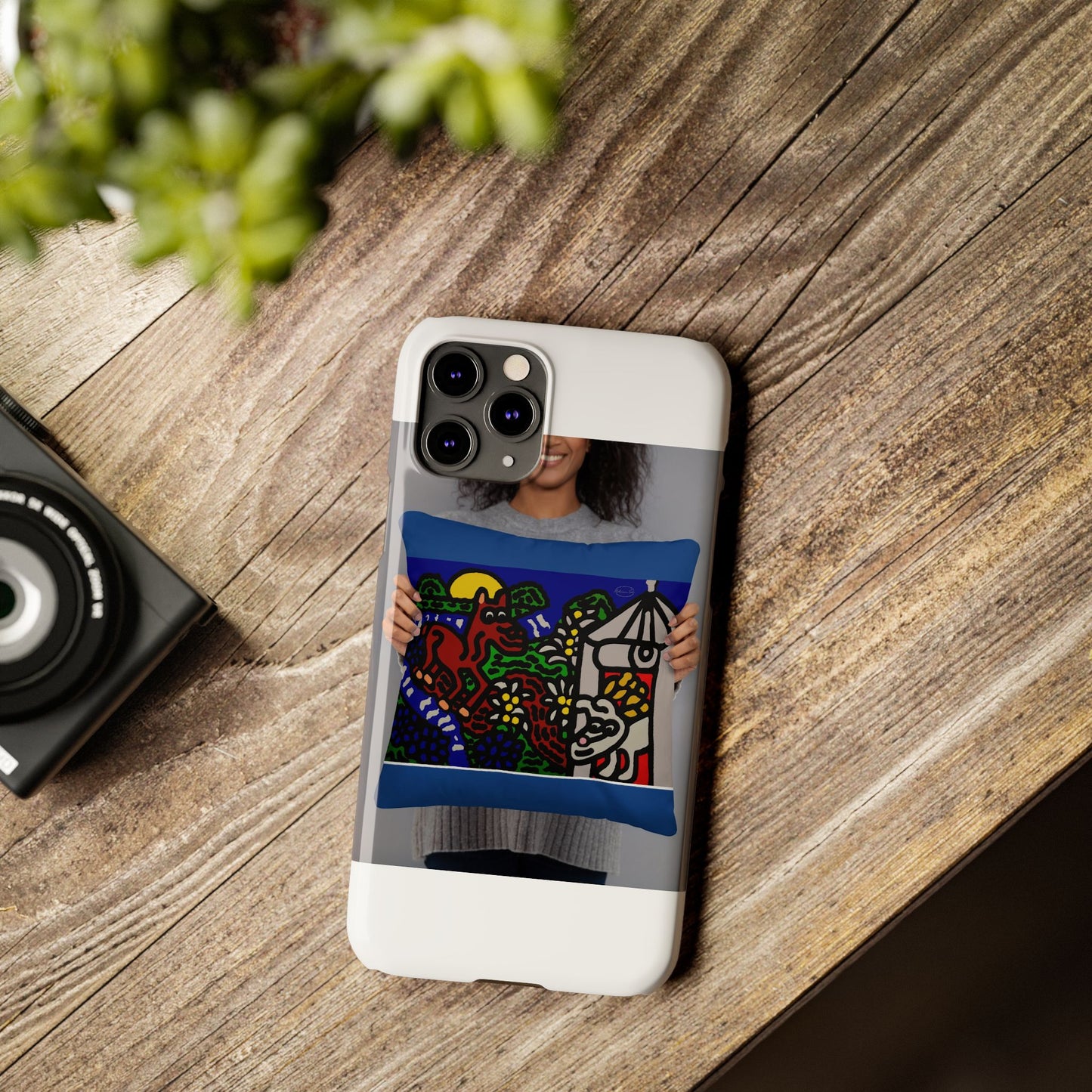Bunny welcoming a friendly horse on his journey Slim Phone Case