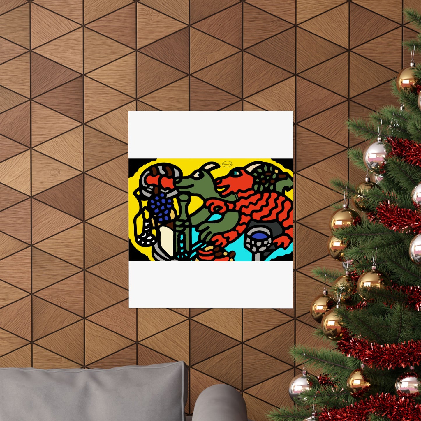 Two dragons enjoying a feast together Matte Poster Vertical (Large)
