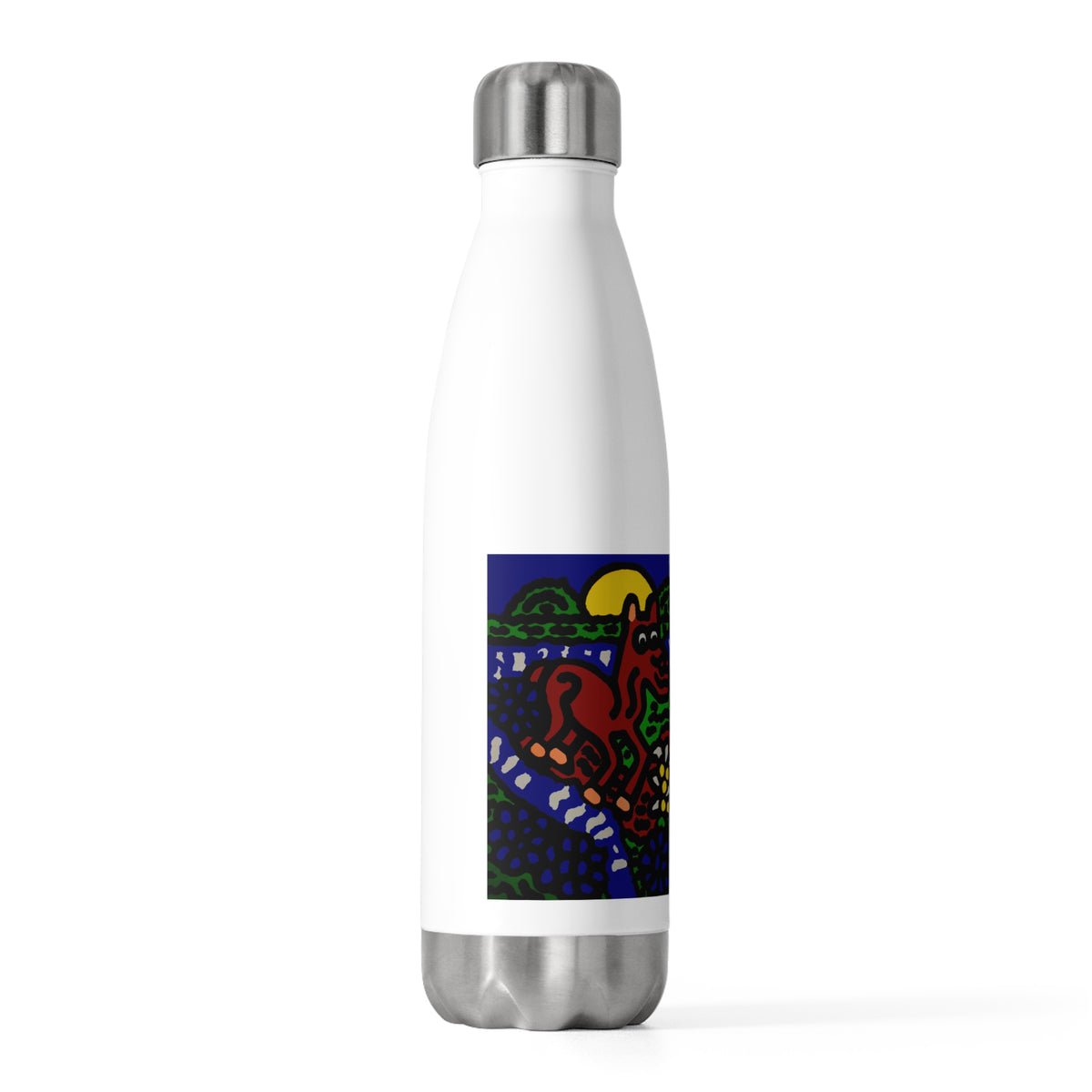 Bunny welcoming a friendly horse on his journey Stainless Steel Water Bottle