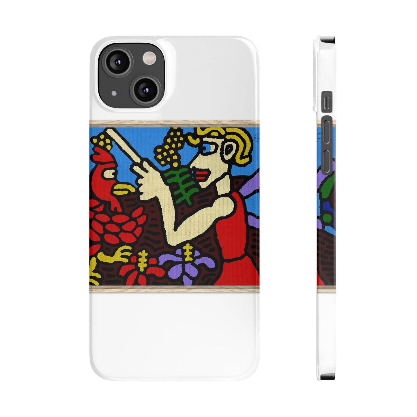The hen gaining a blessing from a fairy Slim Phone Case