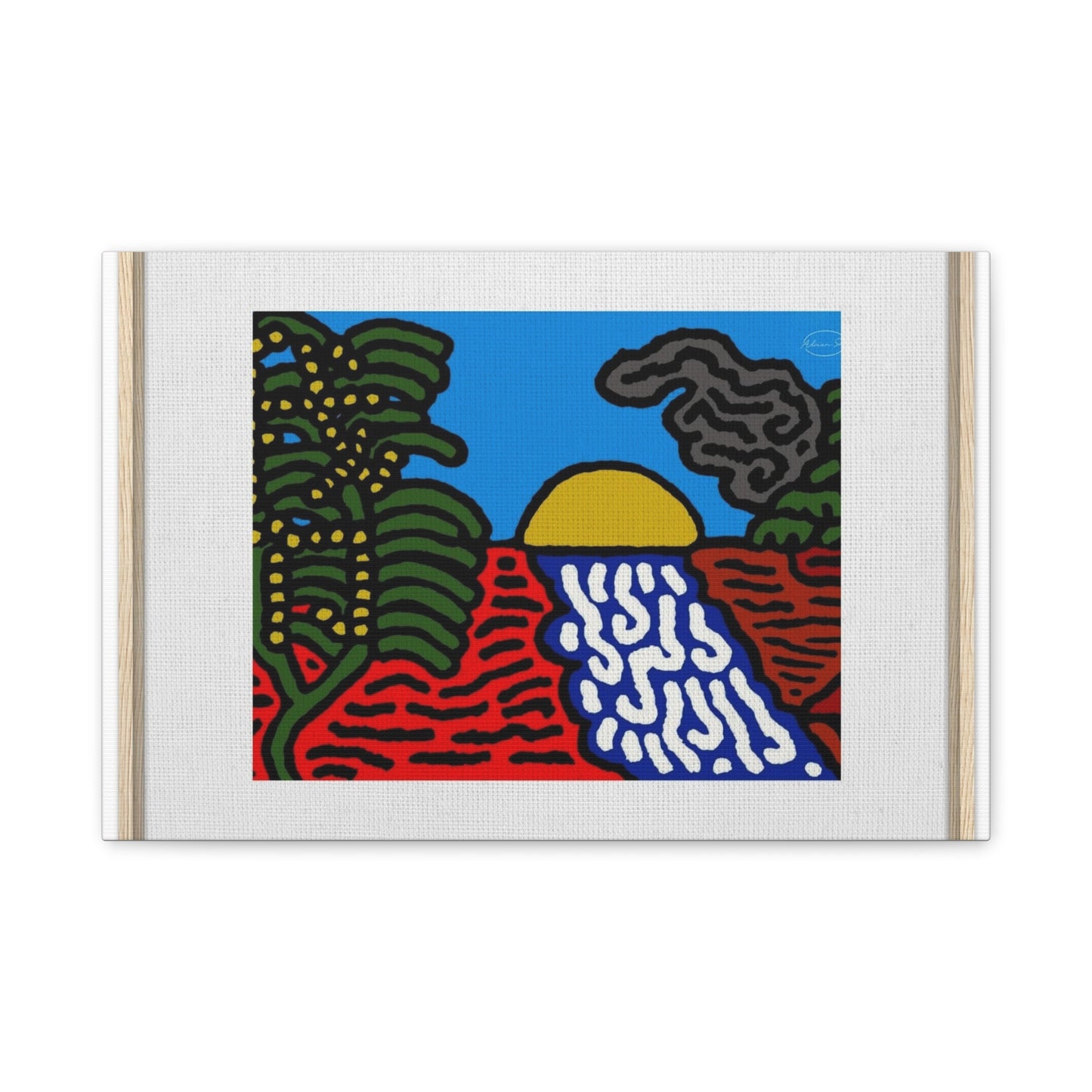 The river that joins the Australian wattle and Lebanese cedar tree in friendship Canvas (Small)