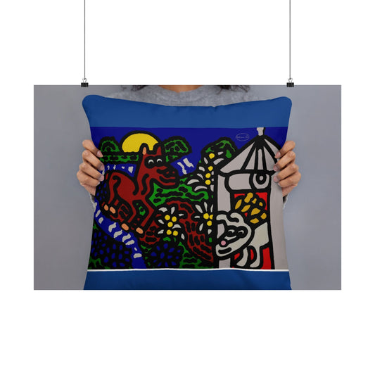 Bunny welcoming a friendly horse on his journey Matte Poster Horizontal (Large)