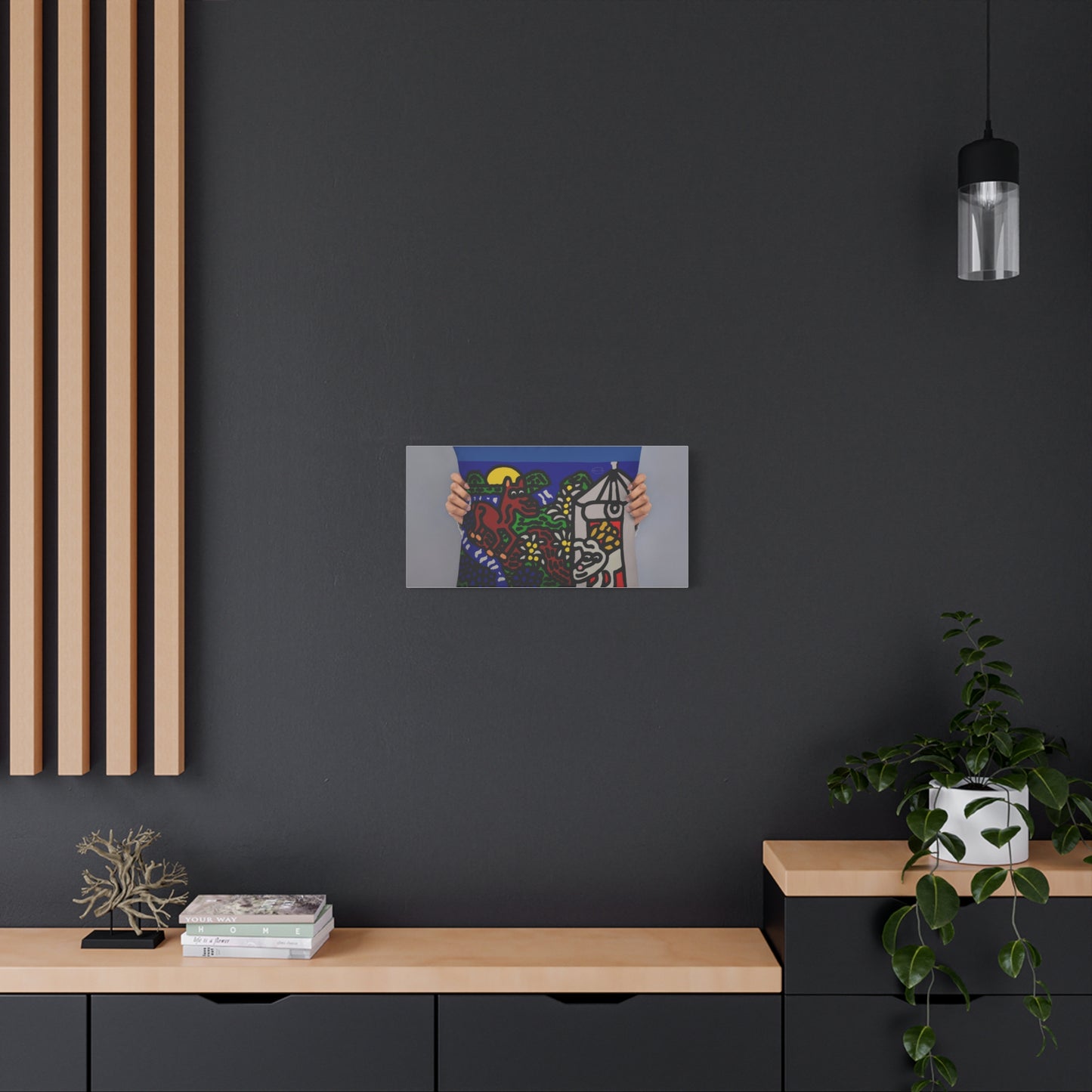 Bunny welcoming a friendly horse on his journey Canvas (Large)