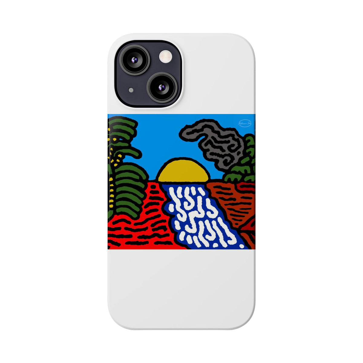 The river that joins the Australian wattle and Lebanese cedar tree in friendship Slim Phone Case
