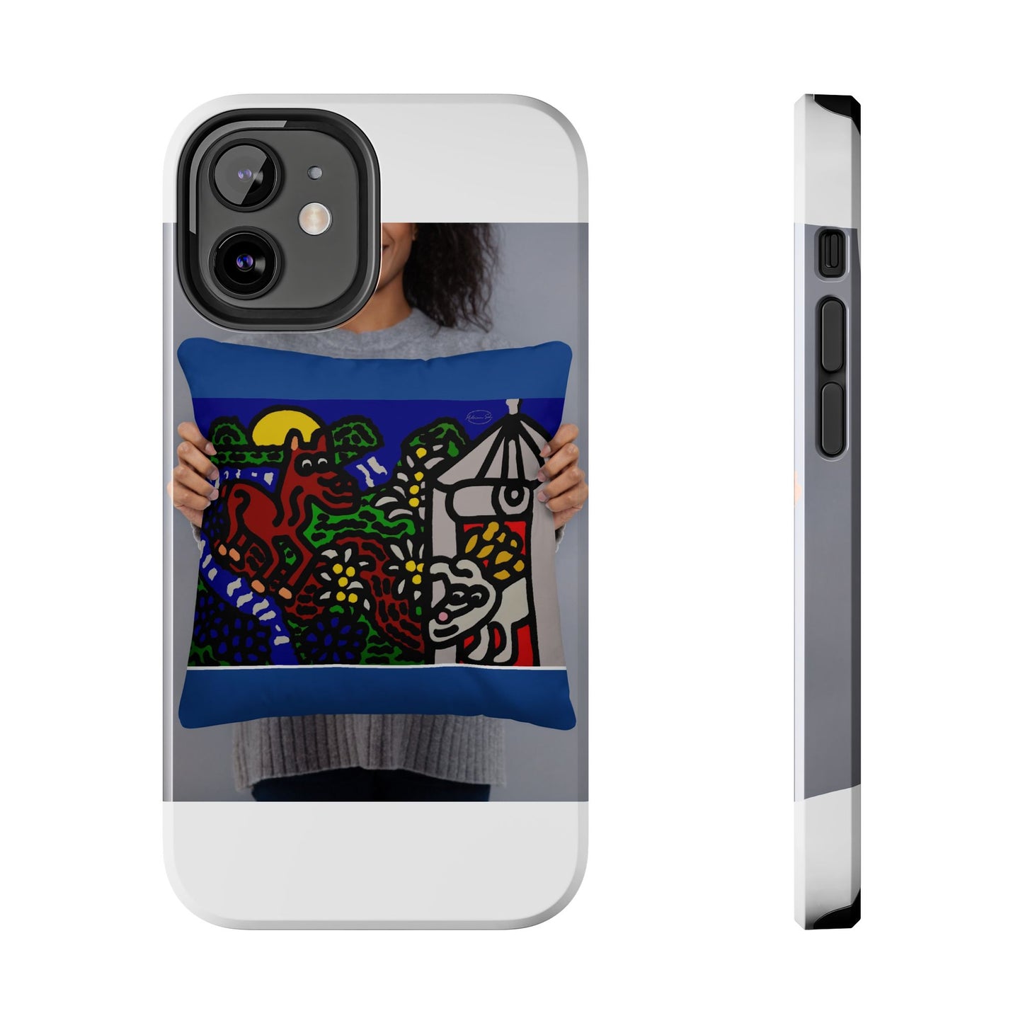 Bunny welcoming a friendly horse on his journey Tough Phone Case