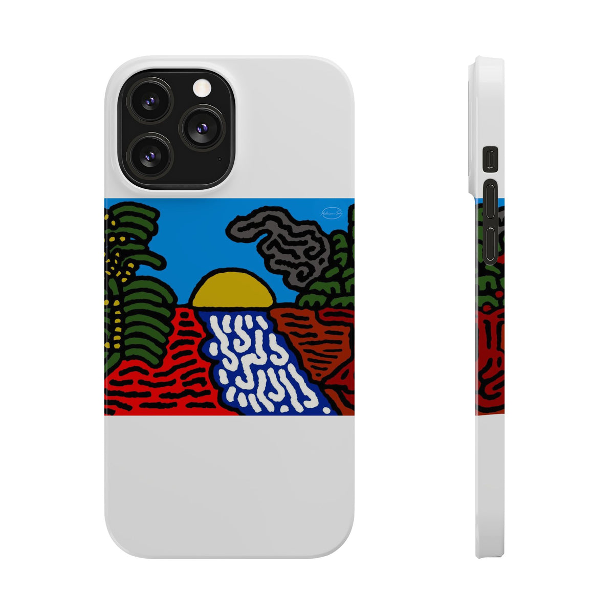 The river that joins the Australian wattle and Lebanese cedar tree in friendship Slim Phone Case