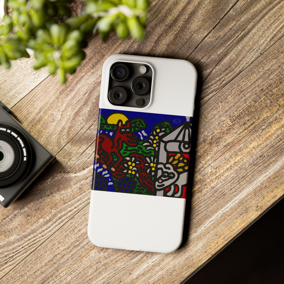 Bunny welcoming a friendly horse on his journey Slim Phone Case