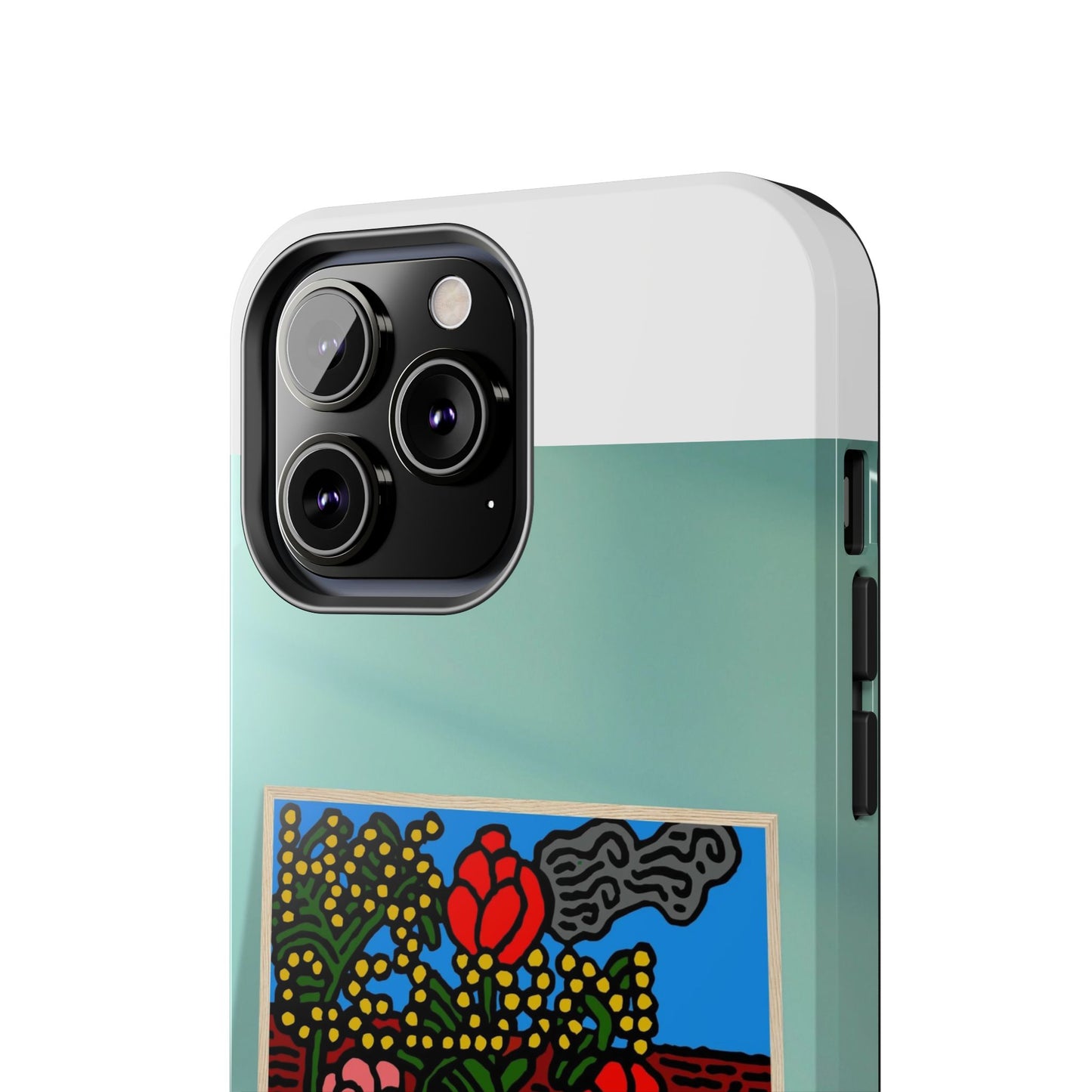 A field of tulips next to a wattle Tough Phone Case