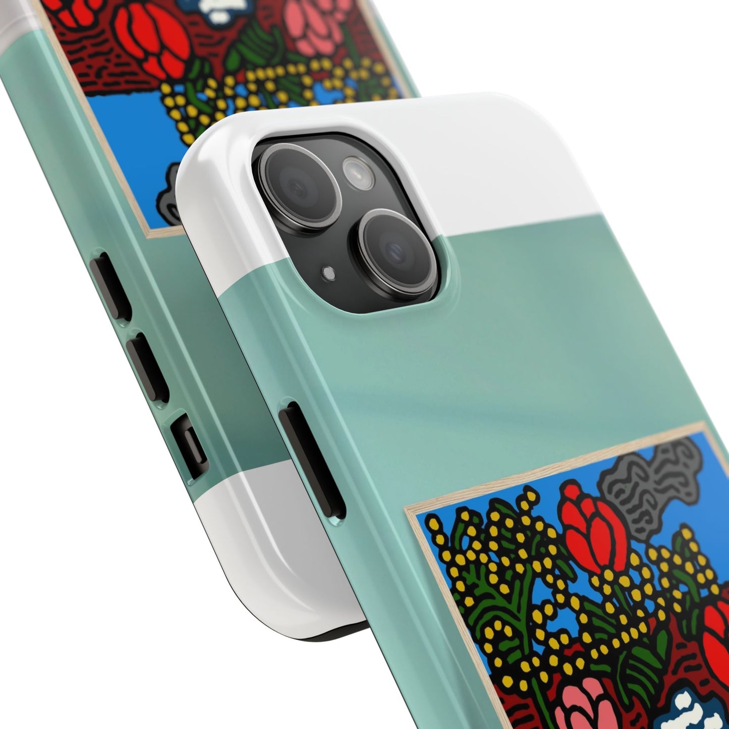 A field of tulips next to a wattle Tough Phone Case