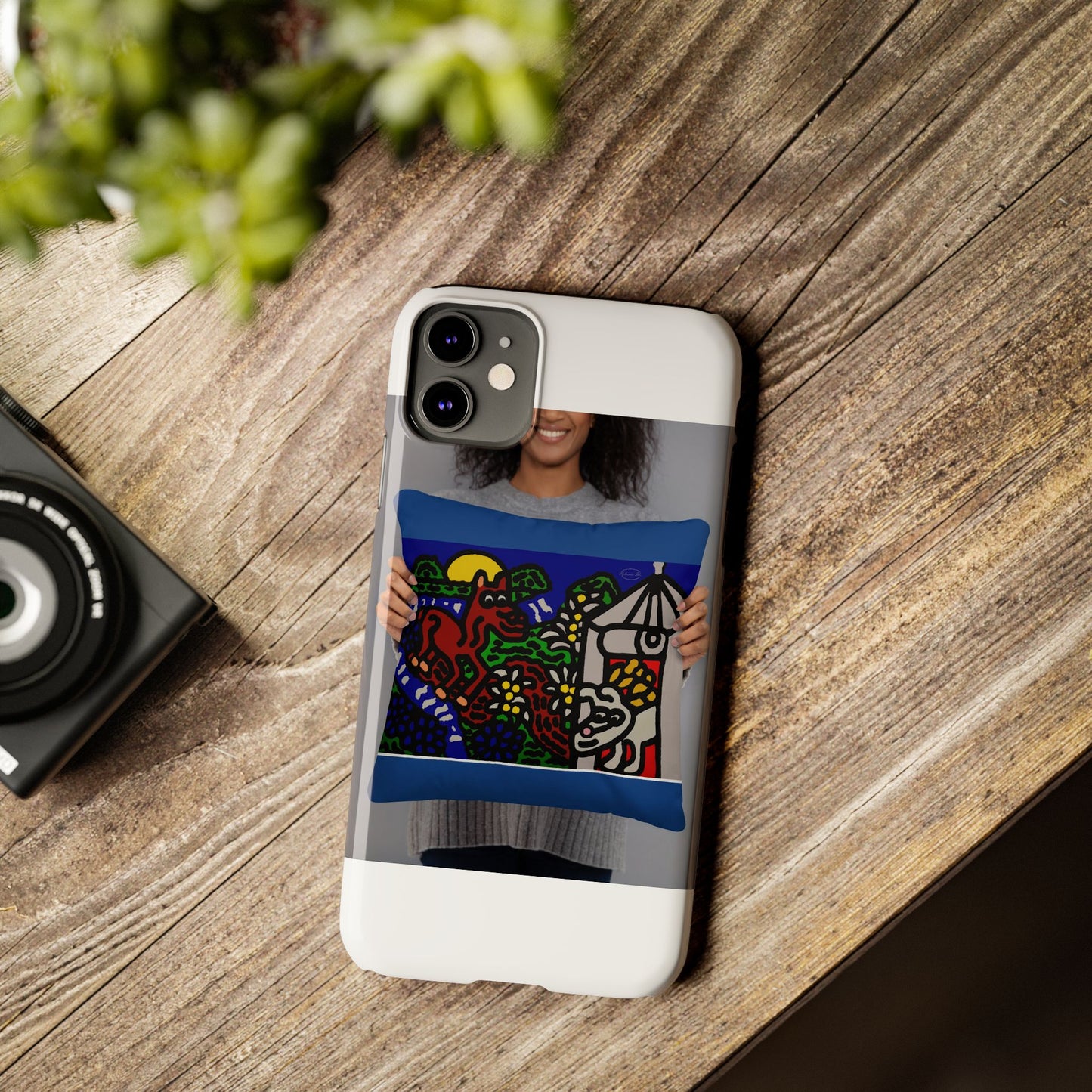 Bunny welcoming a friendly horse on his journey Slim Phone Case