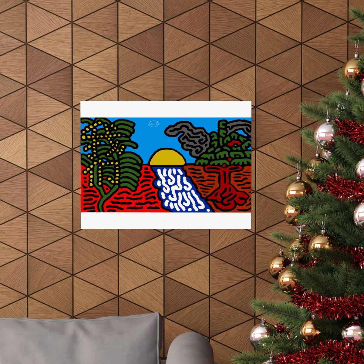 The river that joins the Australian wattle and Lebanese cedar tree in friendship Matte Poster Horizontal (Large)