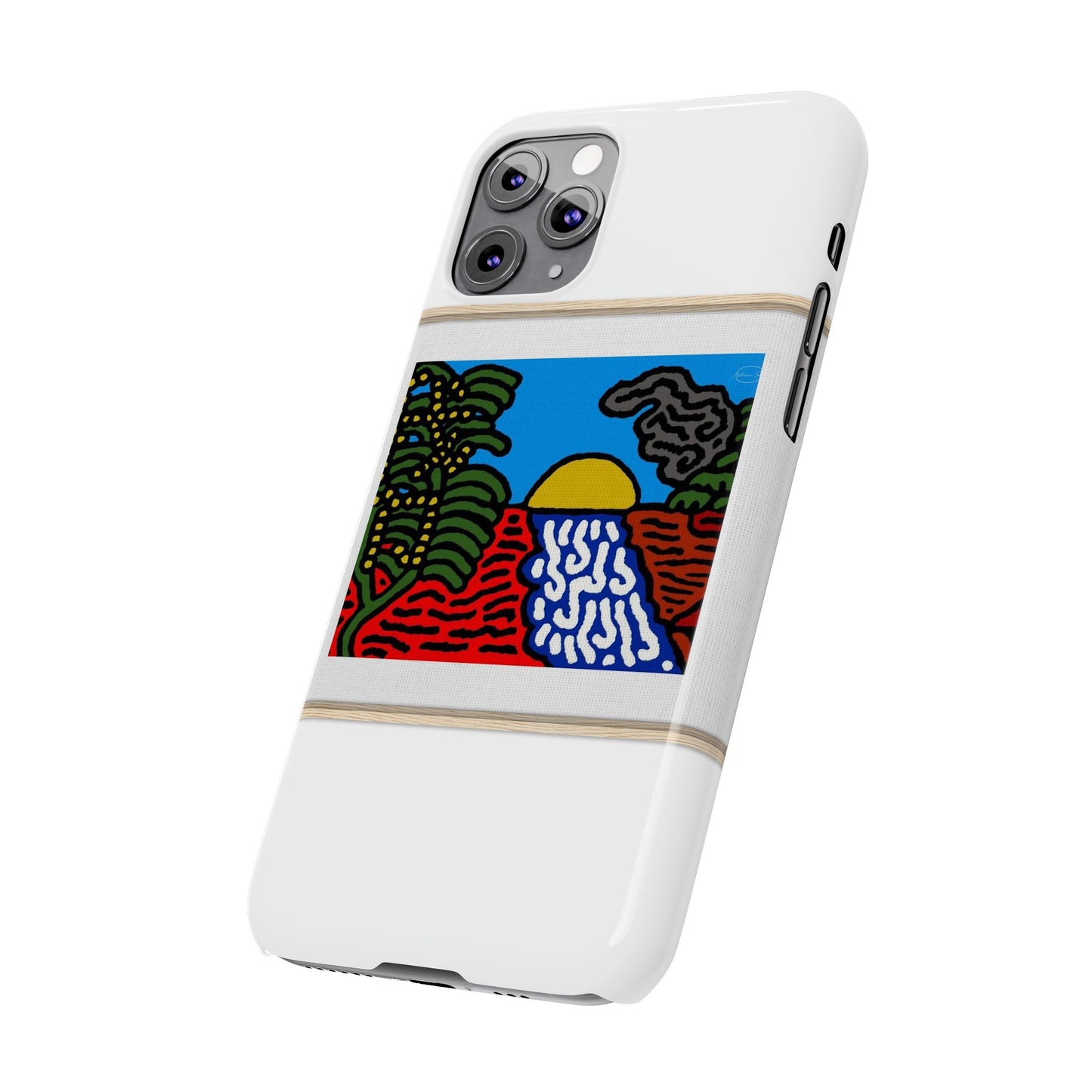 The river that joins the Australian wattle and Lebanese cedar tree in friendship Slim Phone Case