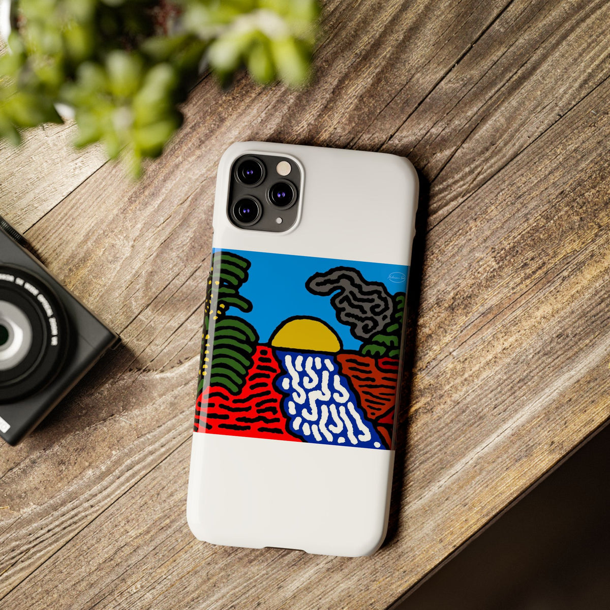 The river that joins the Australian wattle and Lebanese cedar tree in friendship Slim Phone Case