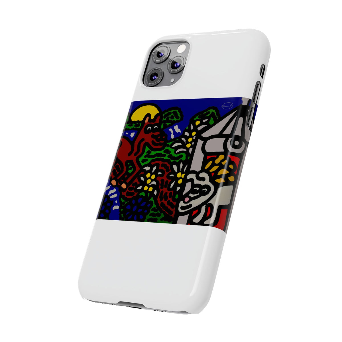 Bunny welcoming a friendly horse on his journey Slim Phone Case