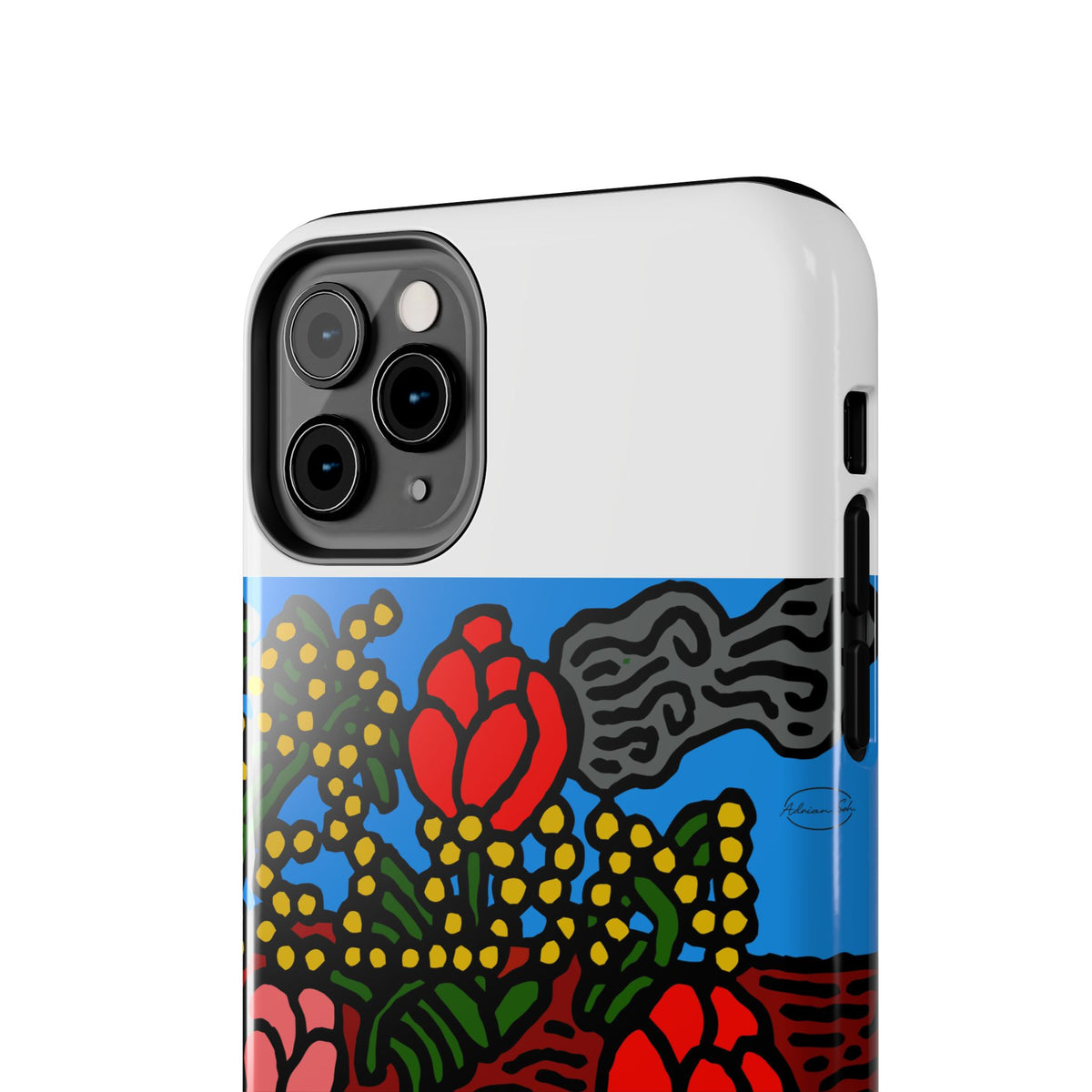 A field of tulips next to a wattle Tough Phone Case