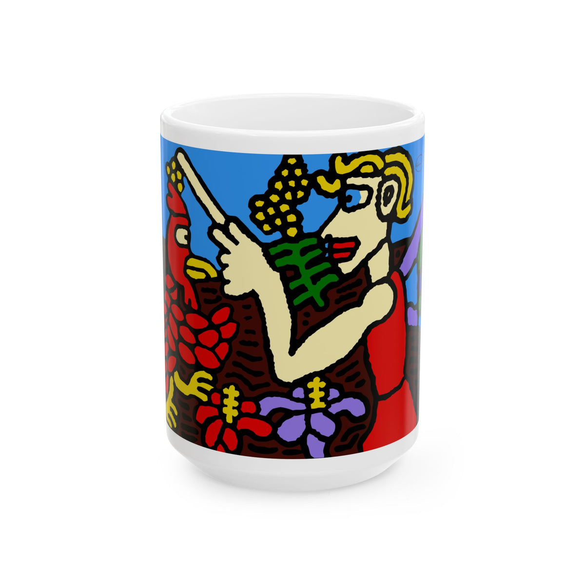 The hen gaining a blessing from a fairy Ceramic Mug