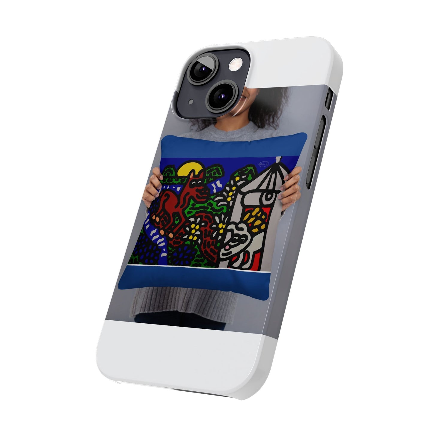 Bunny welcoming a friendly horse on his journey Slim Phone Case