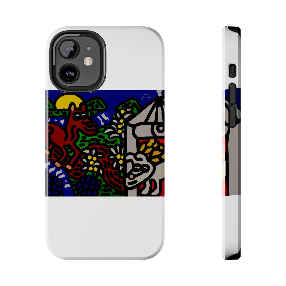 Bunny welcoming a friendly horse on his journey Tough Phone Case