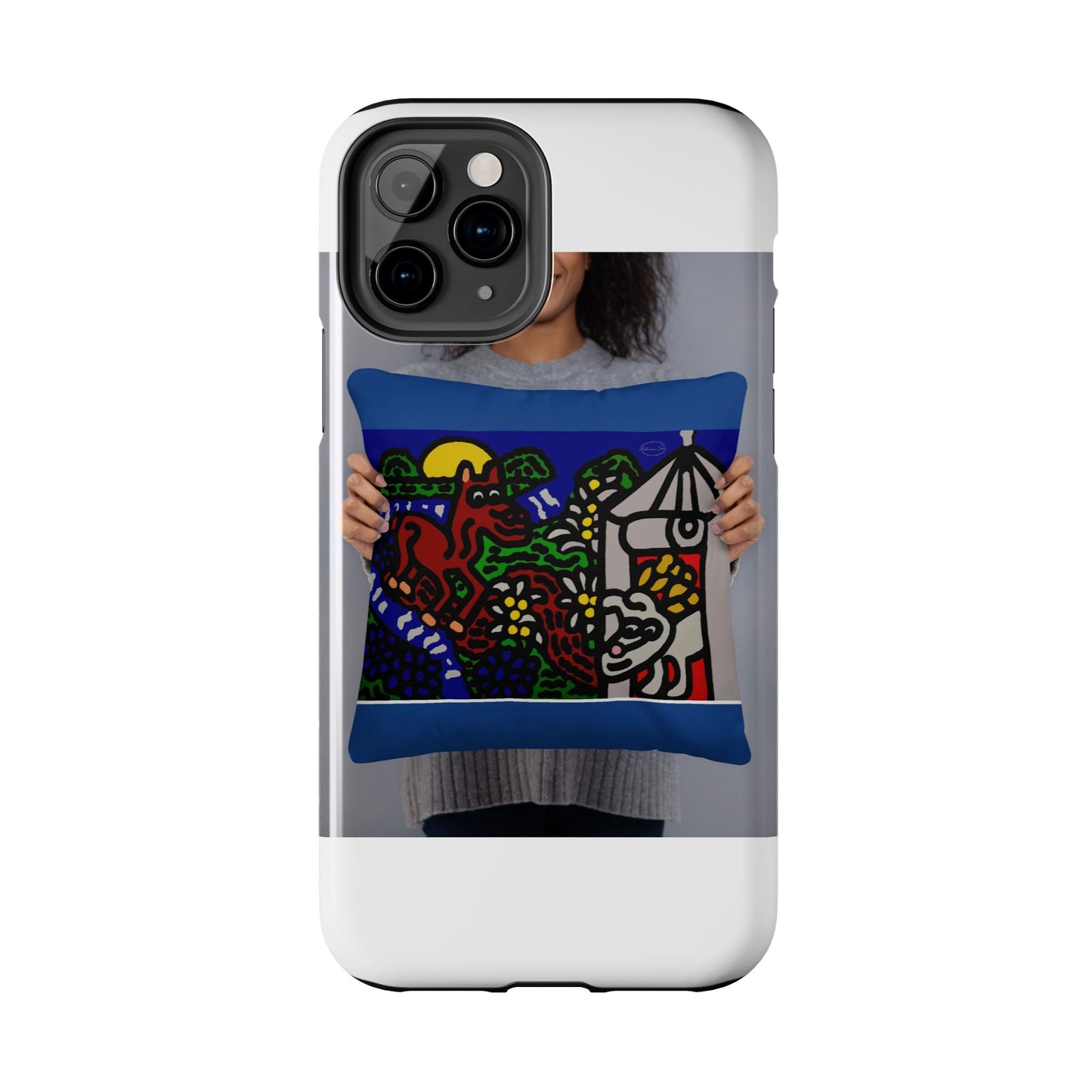 Bunny welcoming a friendly horse on his journey Tough Phone Case